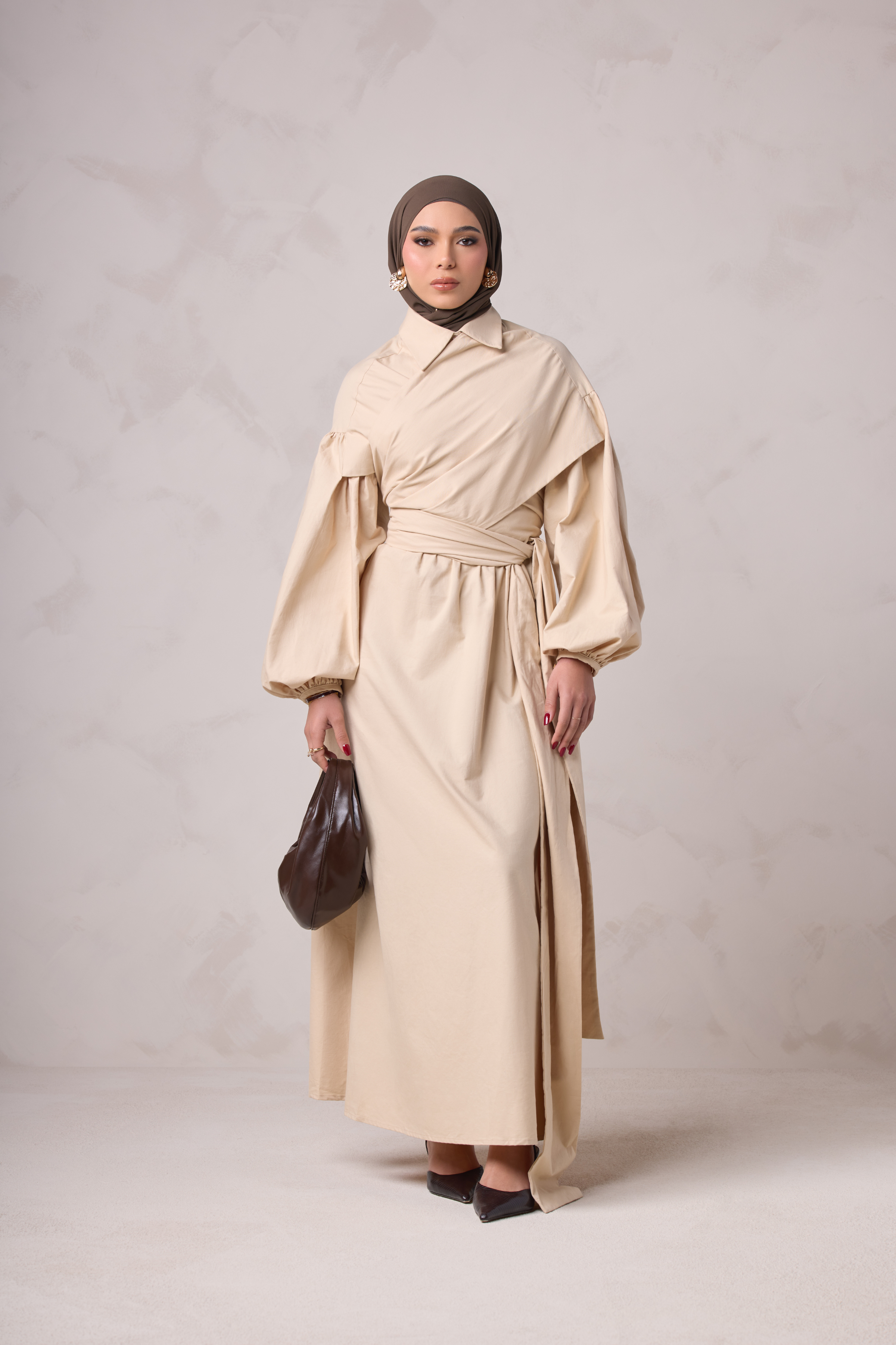 Rahma Tie Wrap Dress - Sand