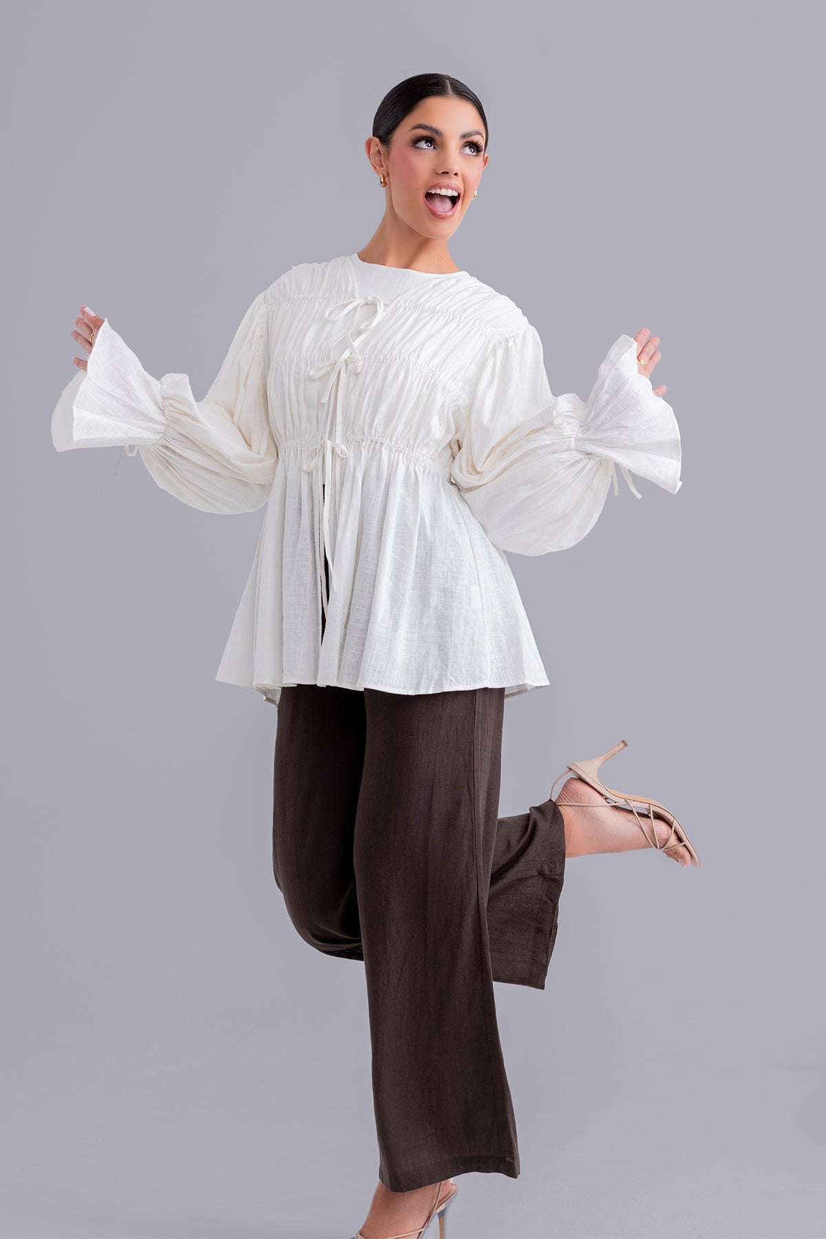 Najla Linen & Top Set - Macchiato