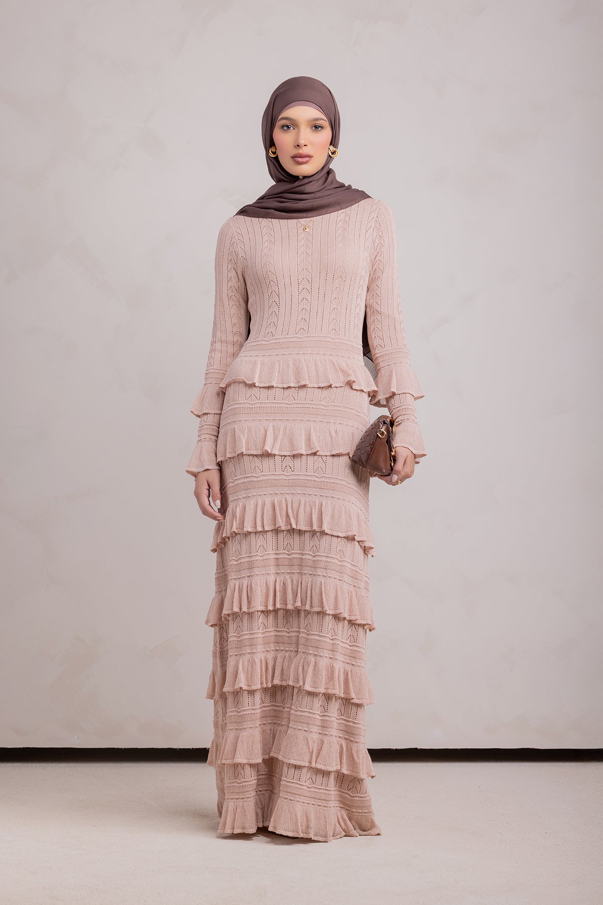 Zayna Knit Ruffle Maxi Dress- Sparkle Sea