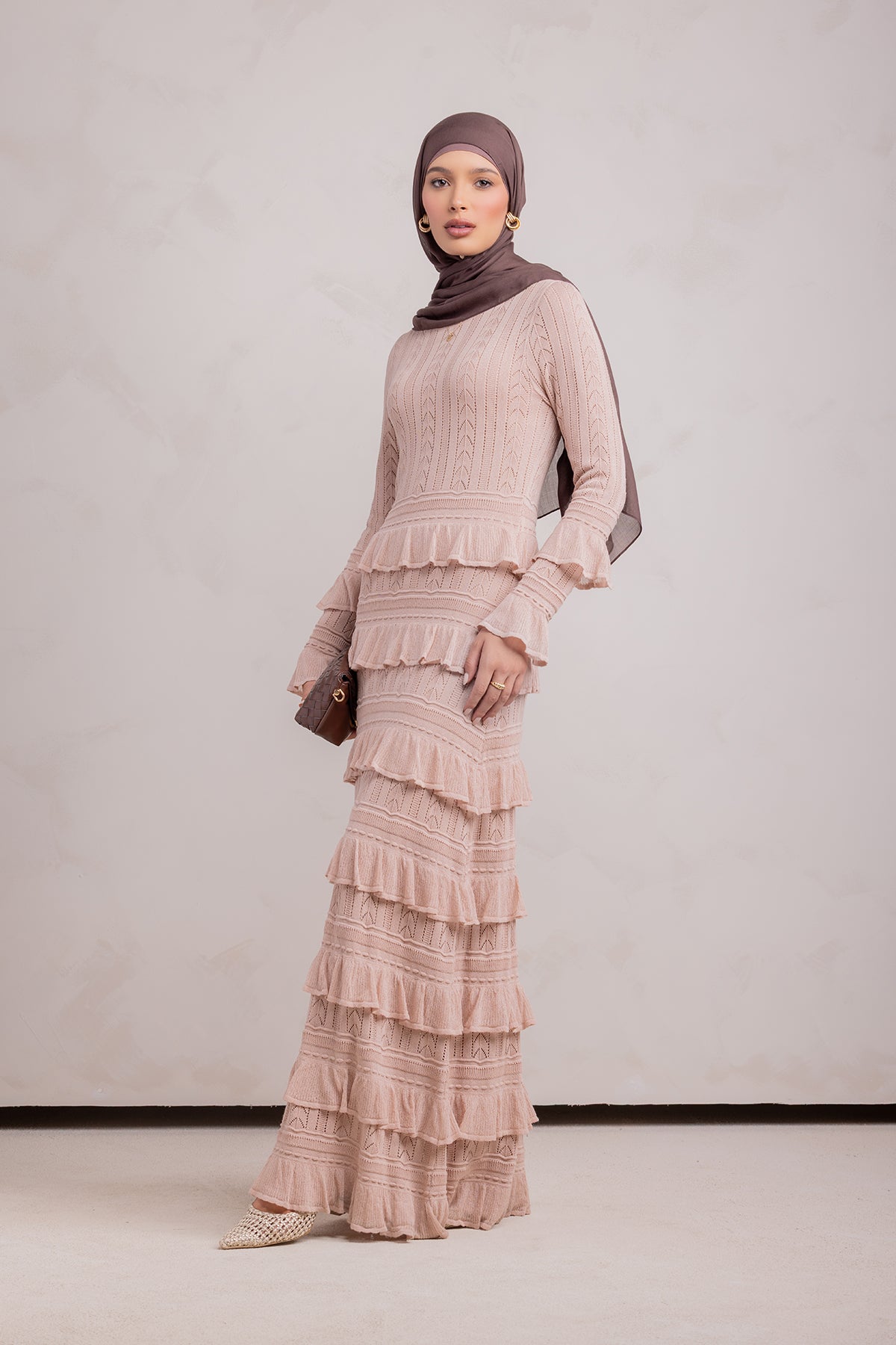 Zayna Knit Ruffle Maxi Dress- Sparkle Sea