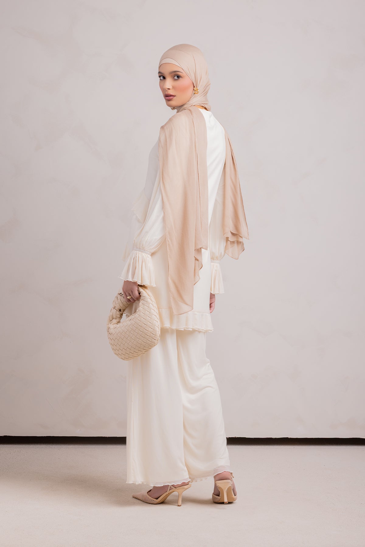 Layali Mesh Top & Pant Set- Off White