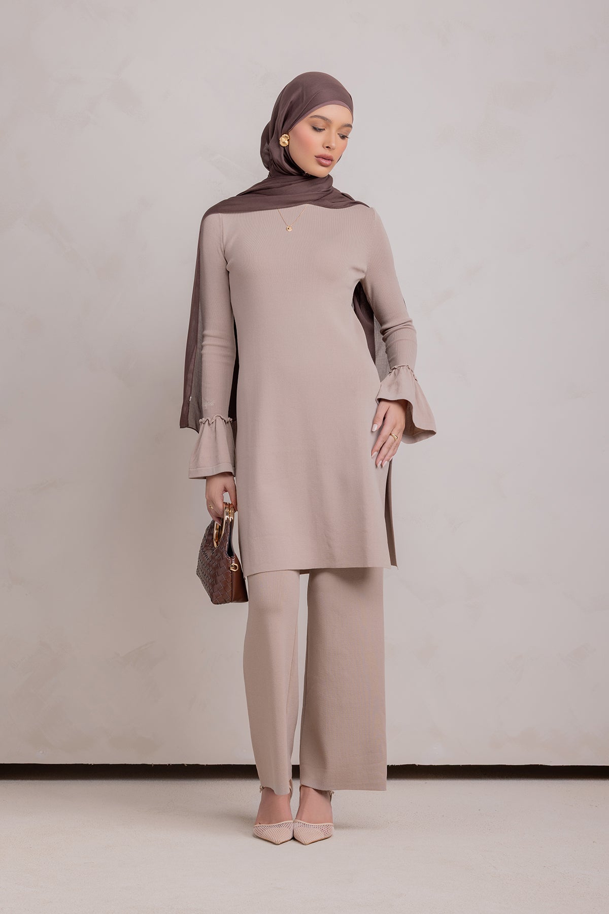 Yusra Knit Pant- Taupe