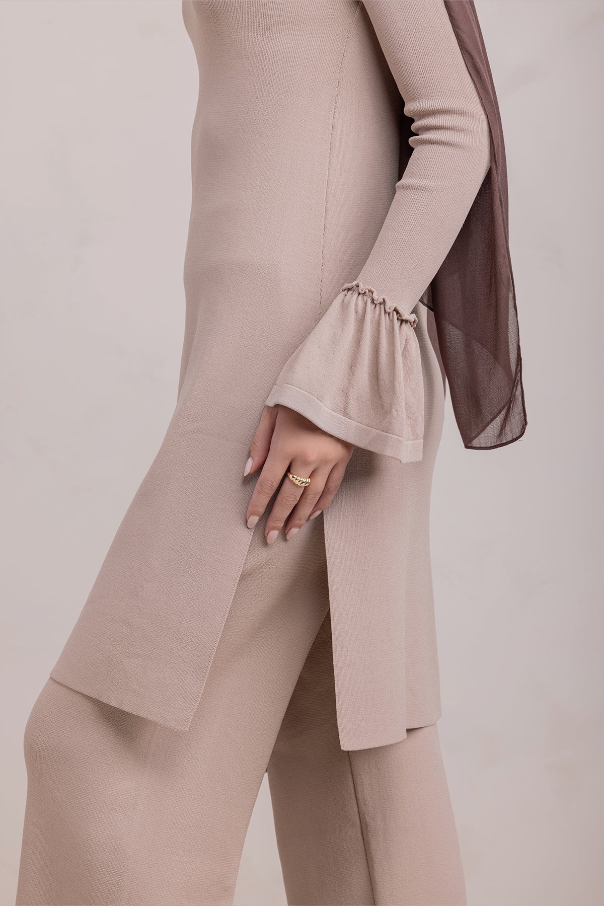 Yusra Knit Pant- Taupe