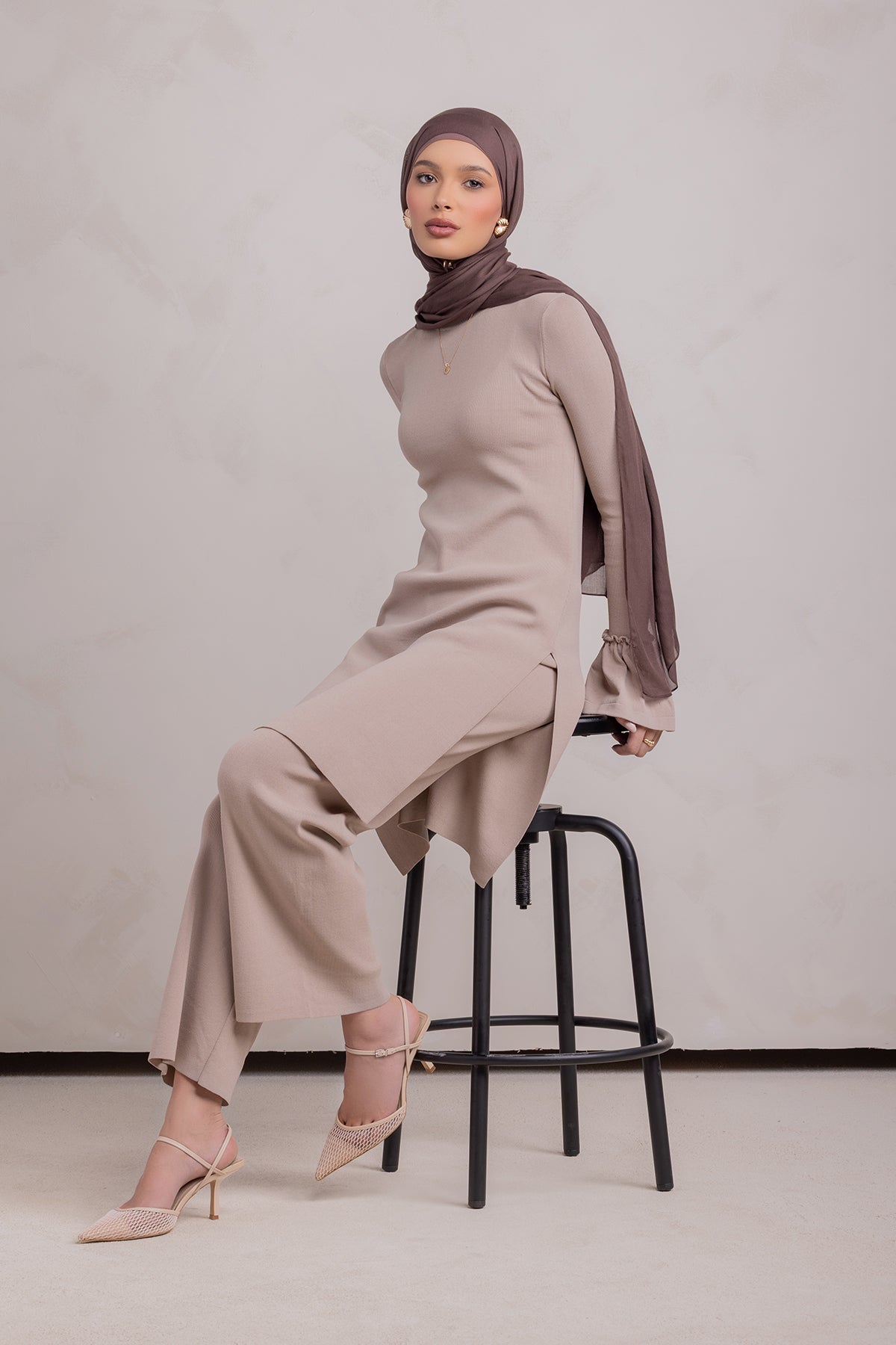 Yusra Knit Pant- Taupe