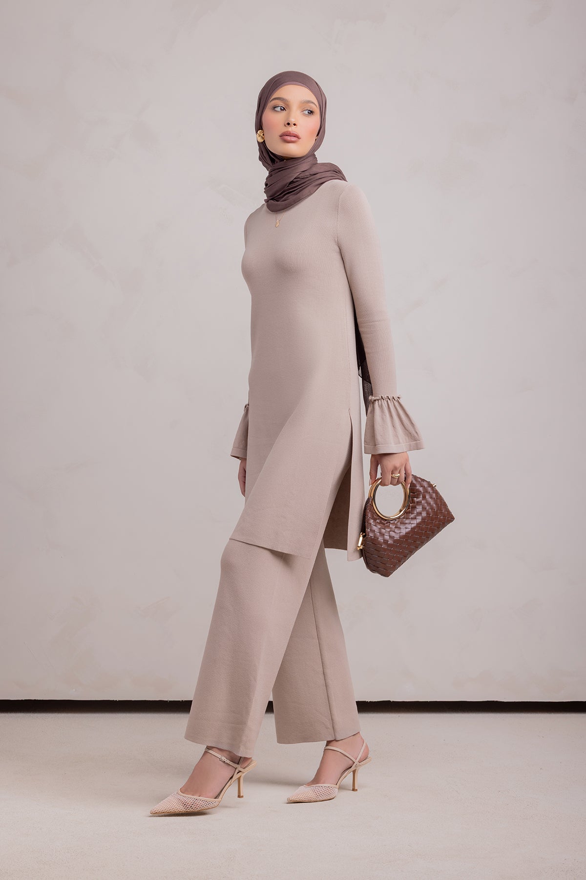 Yusra Knit Pant- Taupe