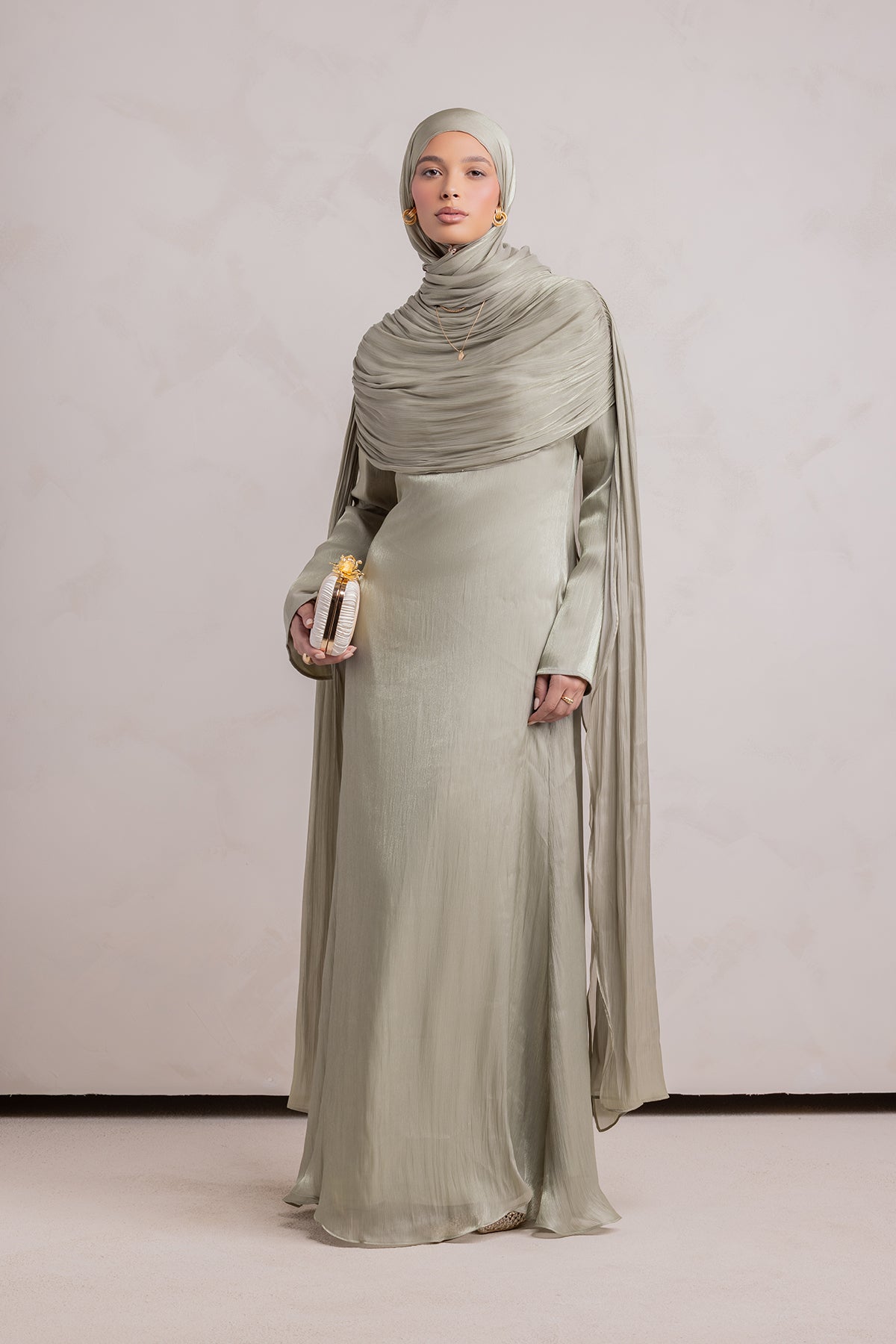 Muna Cape Gown - Eucalyptus Veil