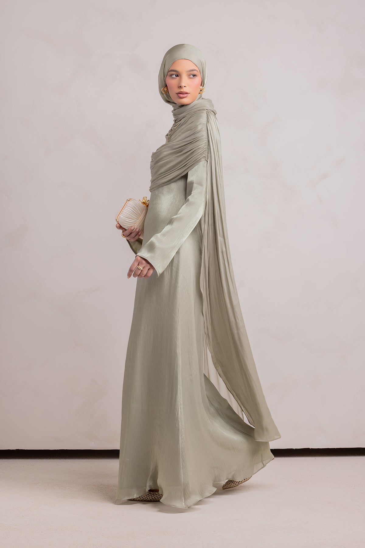 Muna Cape Gown - Eucalyptus Veil