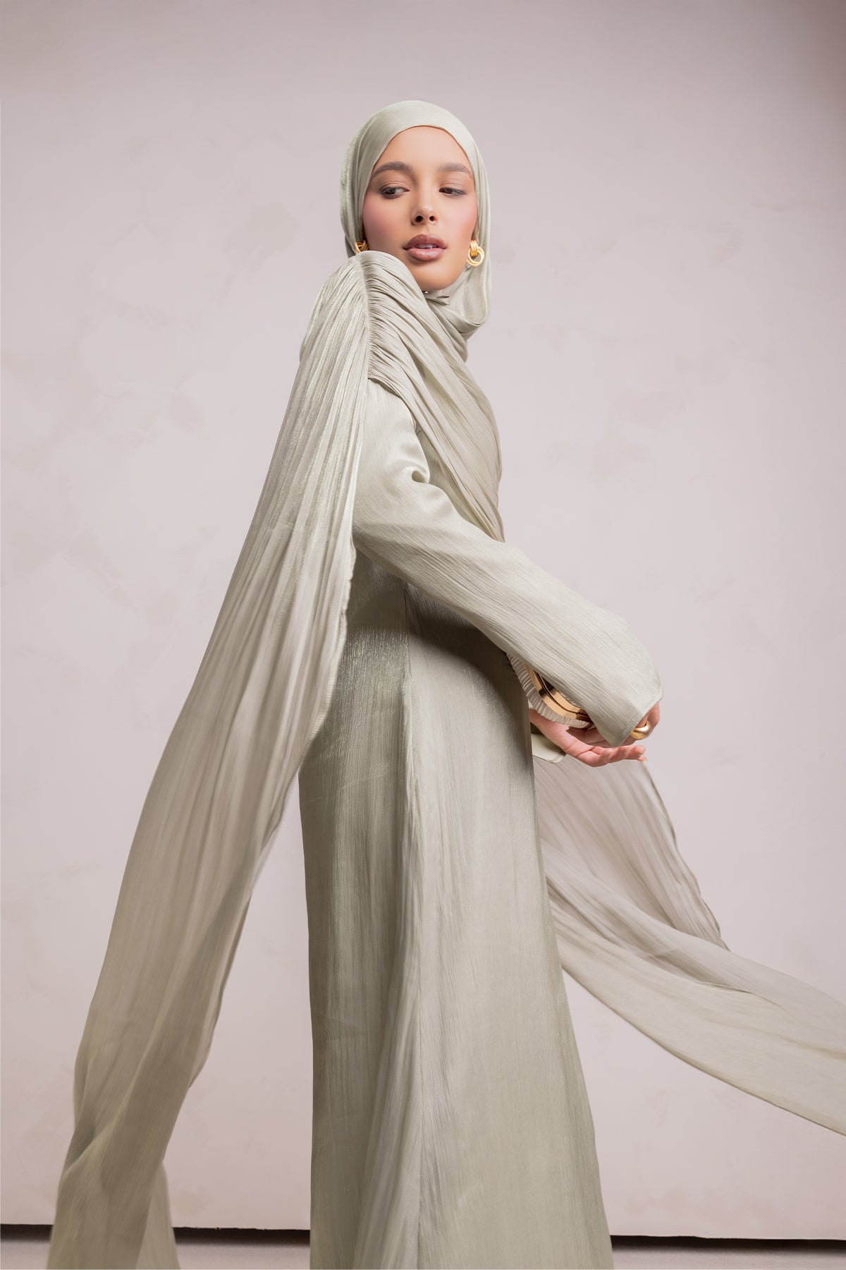 Muna Cape Gown - Eucalyptus Veil