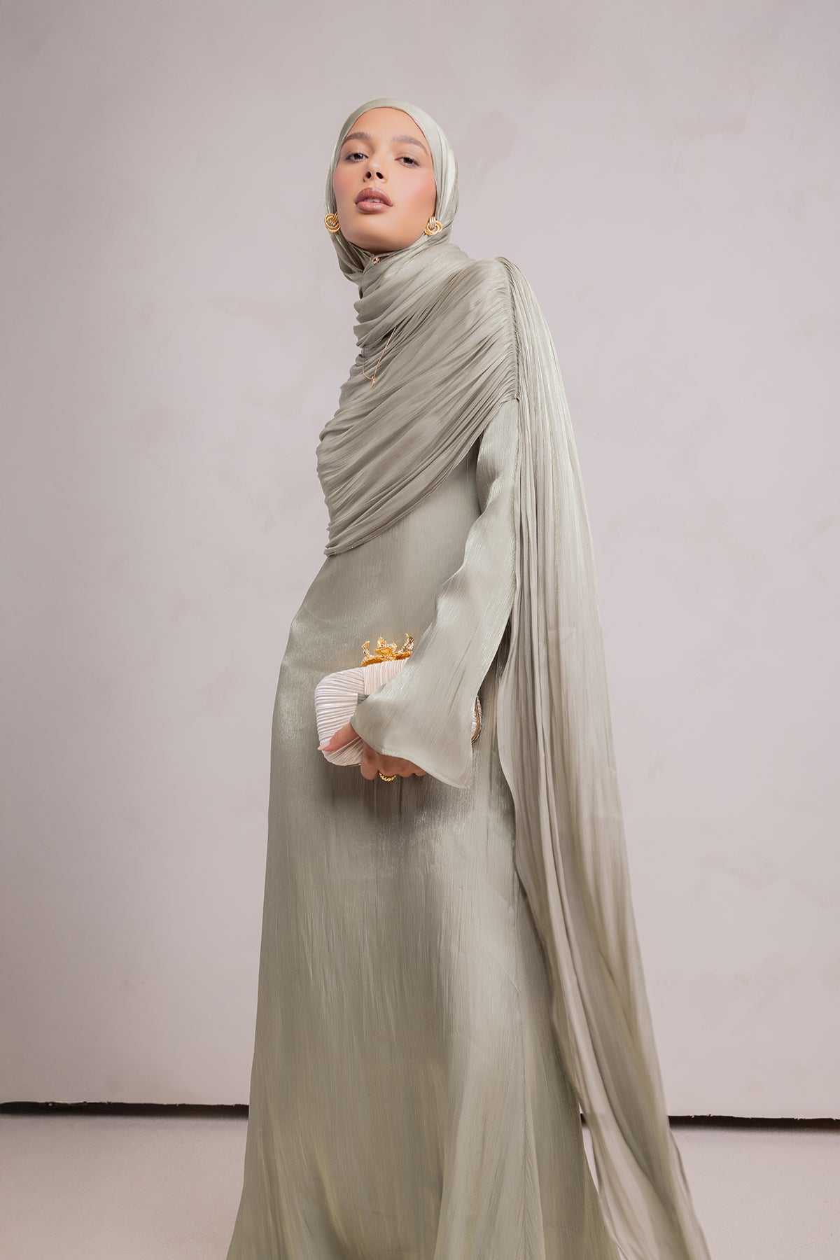 Muna Cape Gown - Eucalyptus Veil