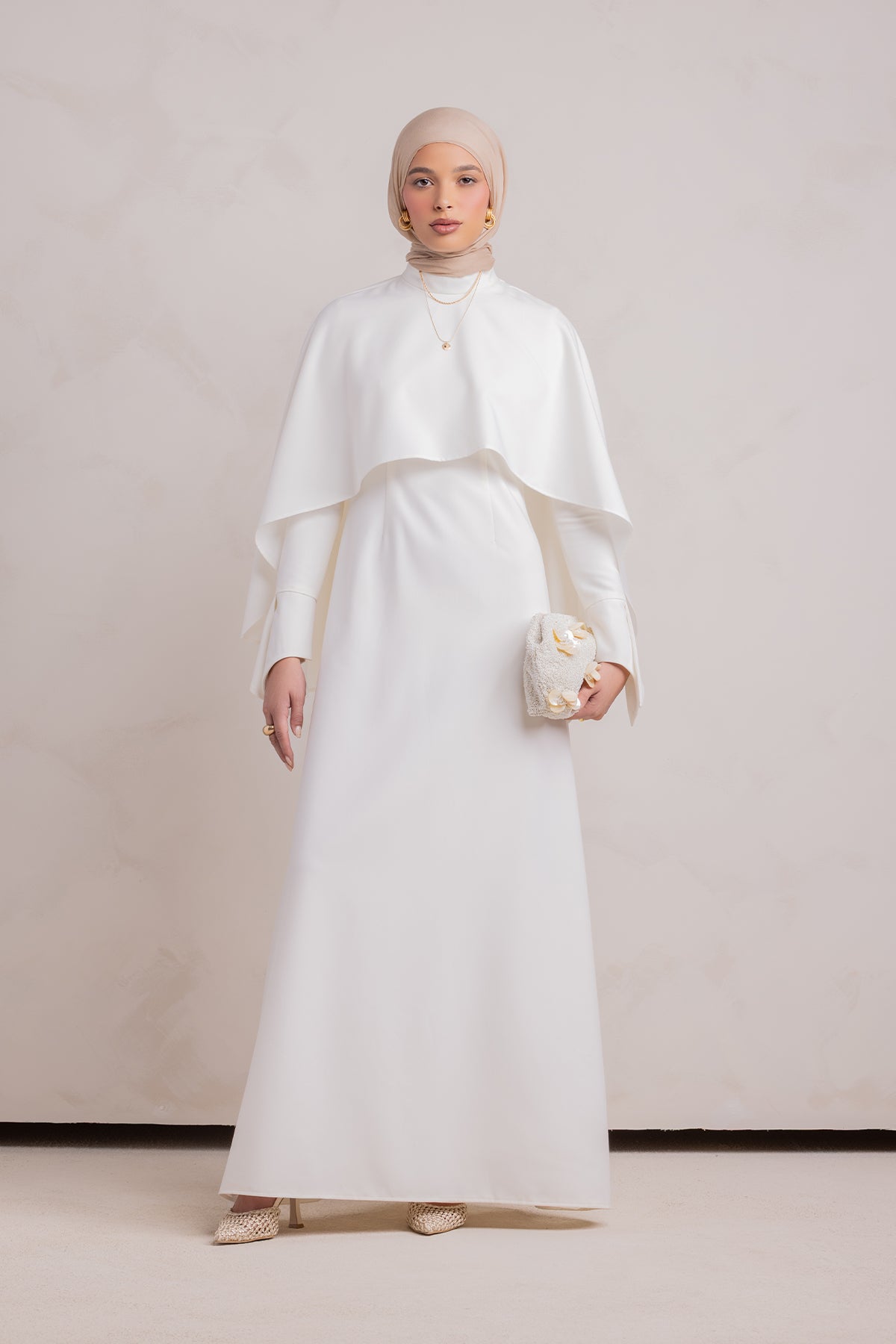Ari Cape Maxi Gown - Off White