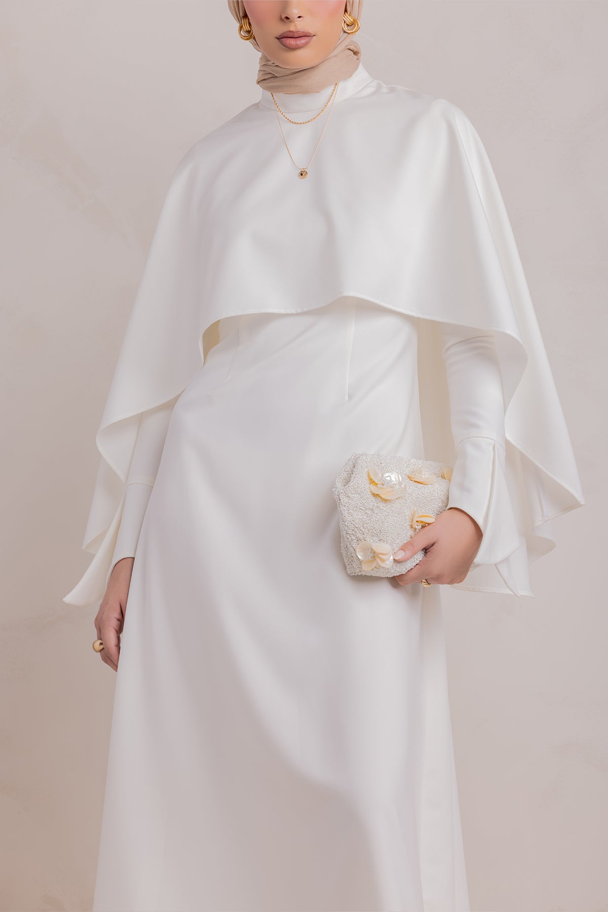 Ari Cape Maxi Gown - Off White