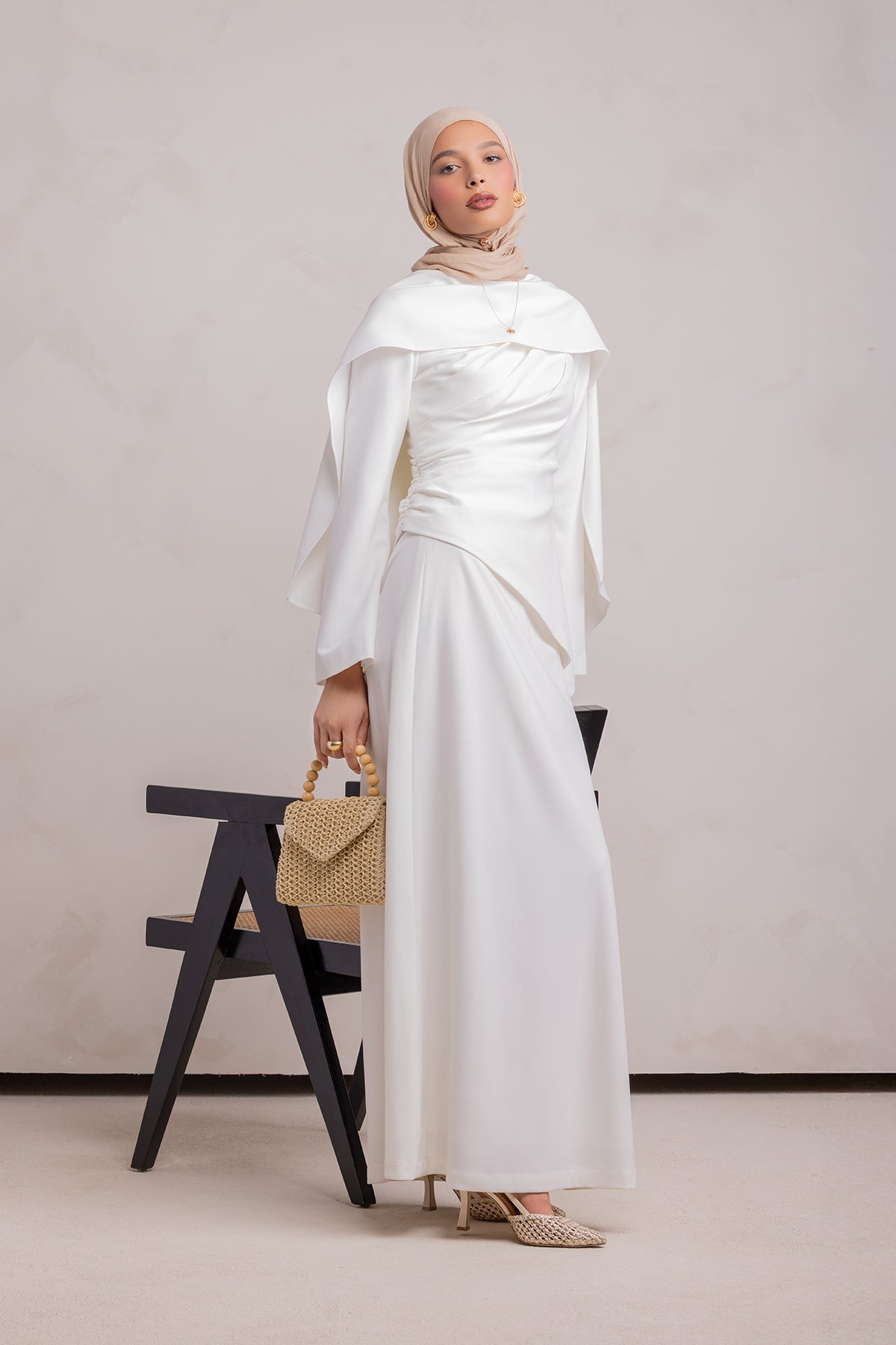 Meyah Synched Cape Top - Off White