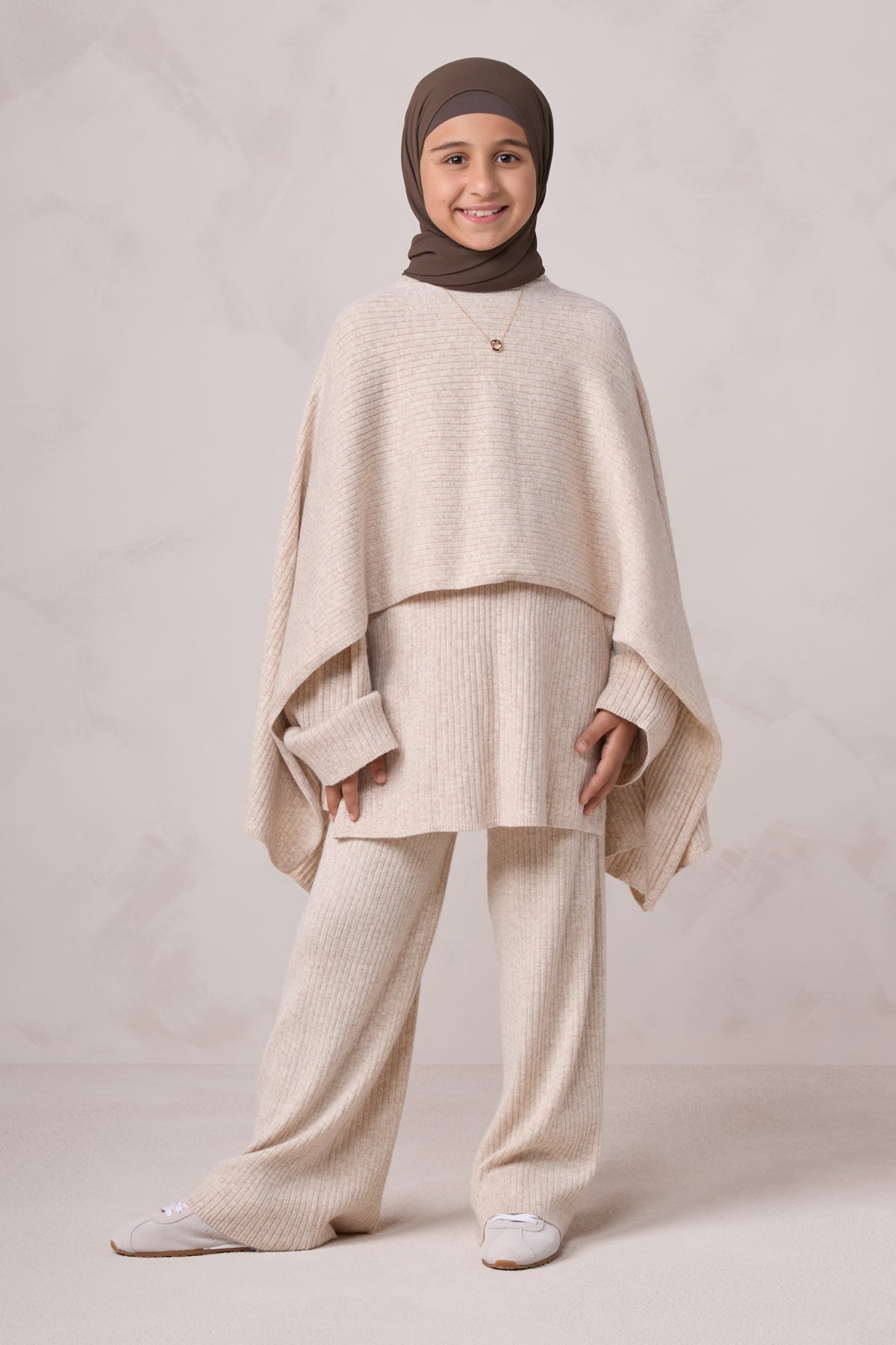 Deniz Kids Knit Cape - Almond