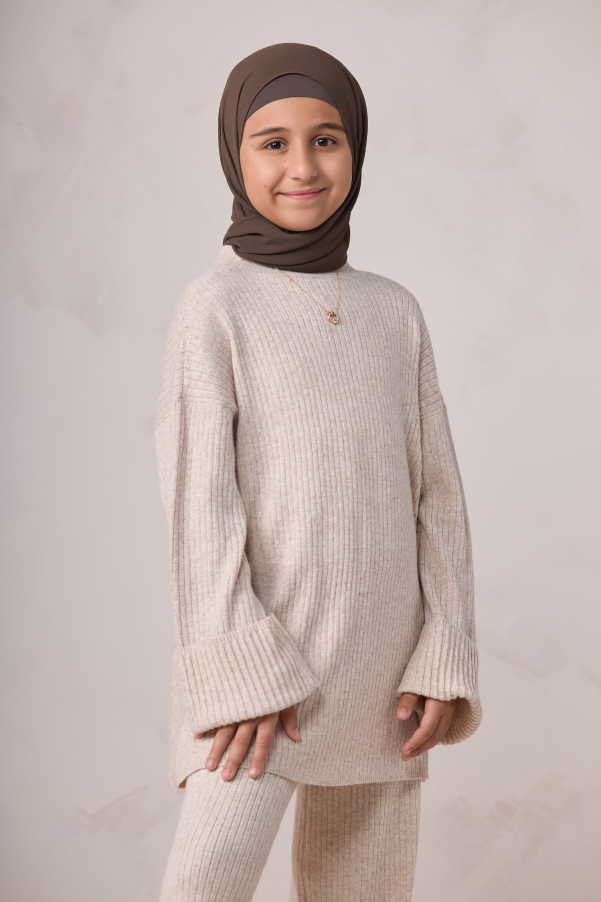Deniz Kids Knit Matching Set - Almond