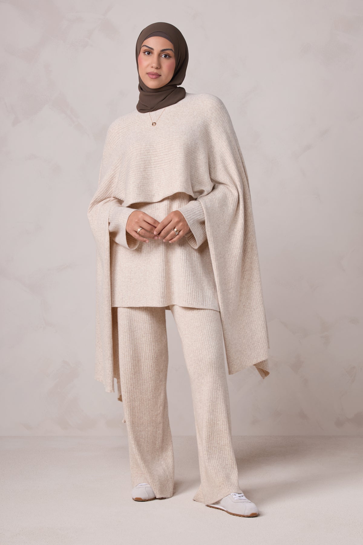 Deniz Knit Cape - Almond