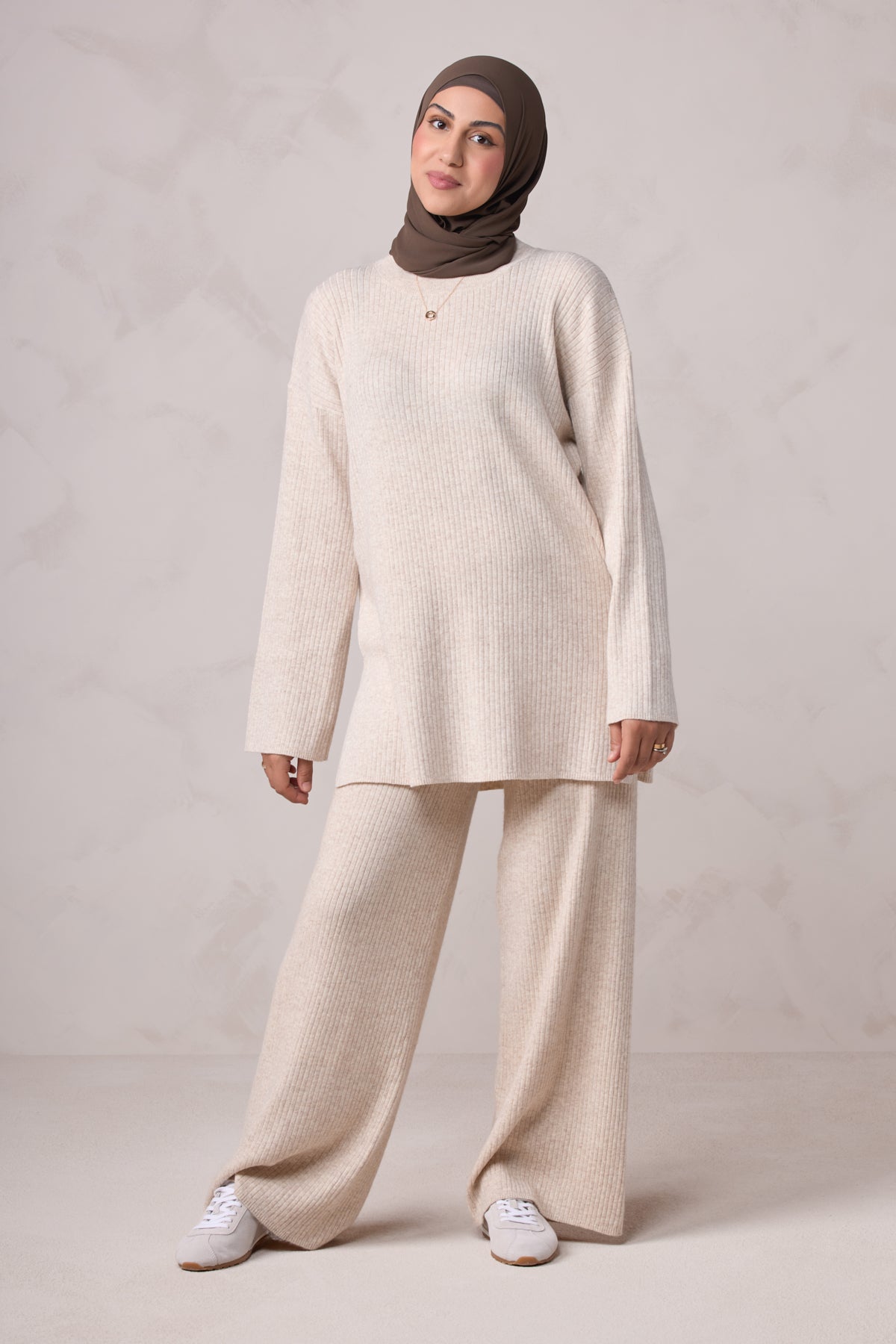 Deniz Knit Matching Set - Almond