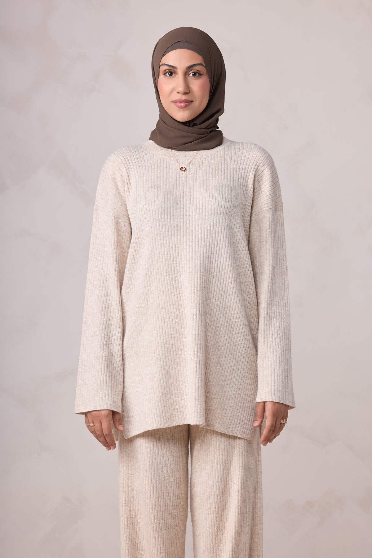 Deniz Knit Matching Set - Almond