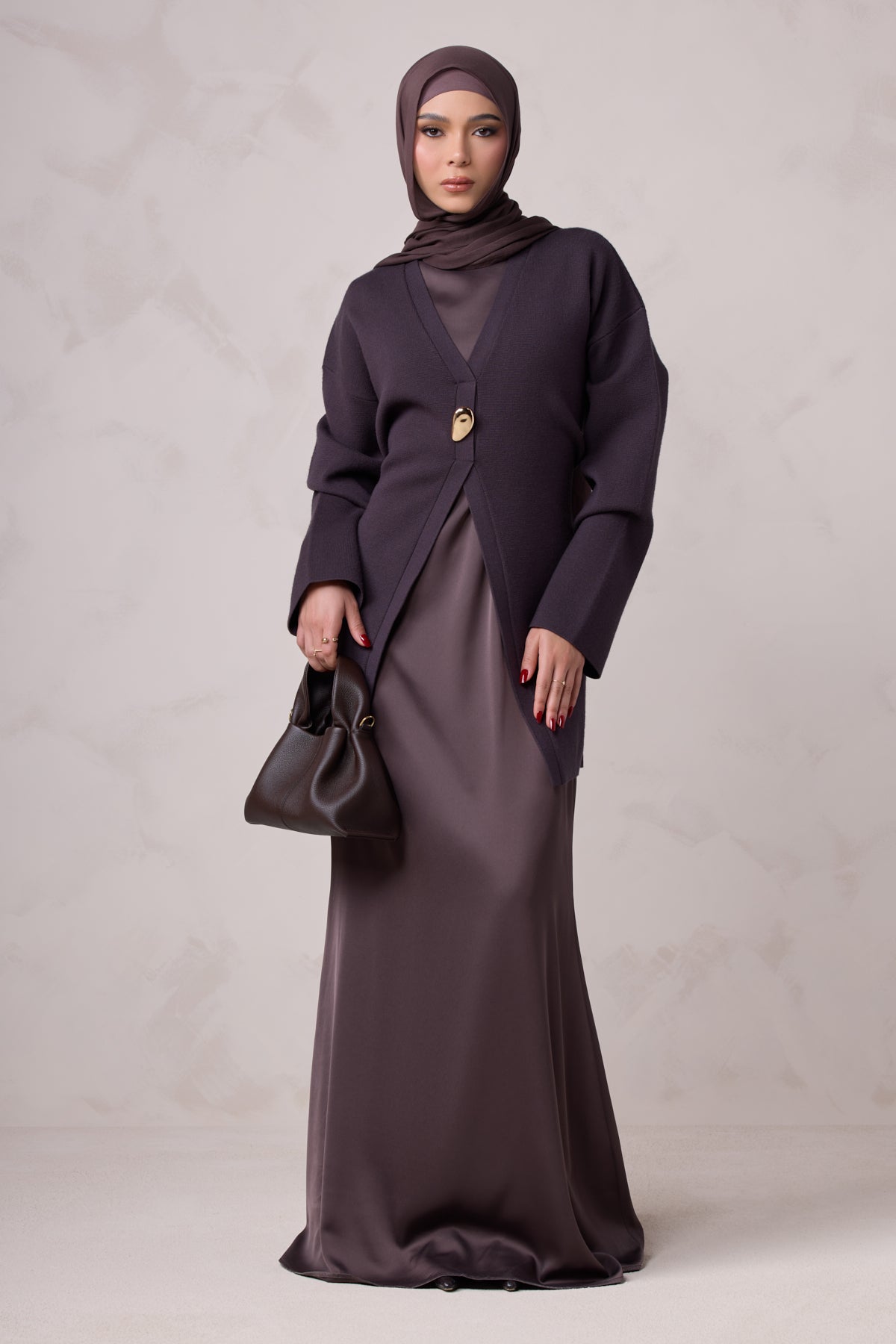 Isabella Matching Knit Satin Set