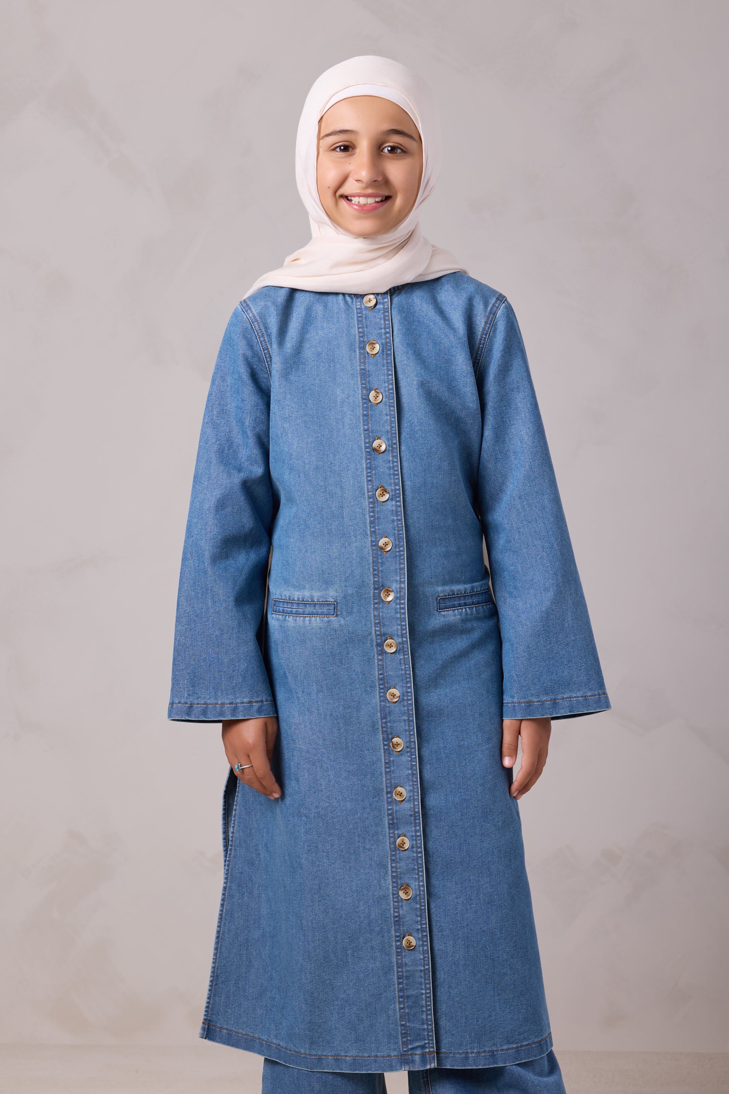 Tasneem Kids Denim Top and Pant Set - Batroun Blue