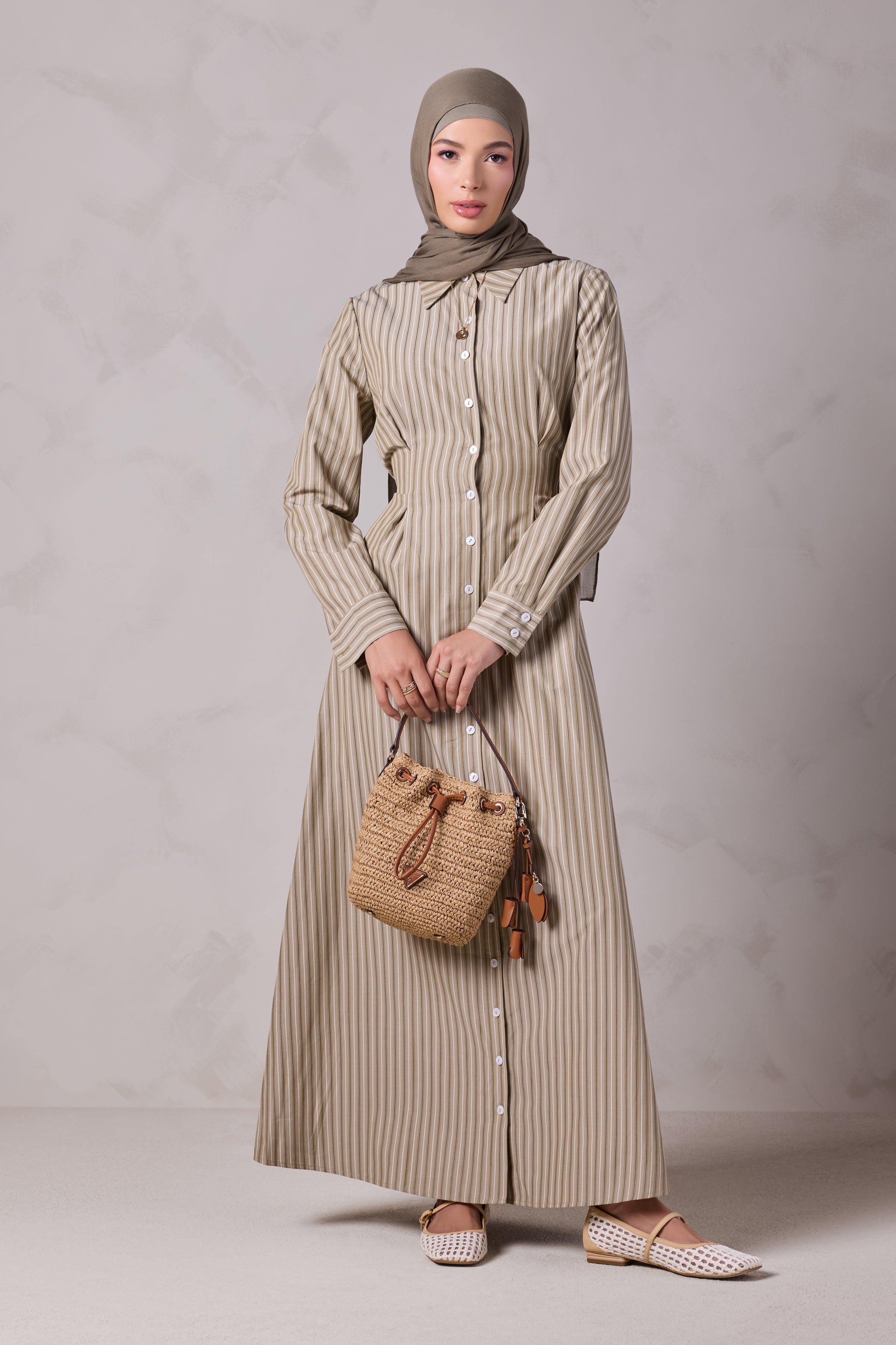 Malika Striped Cotton Everyday Dress - Beit Zaytoun