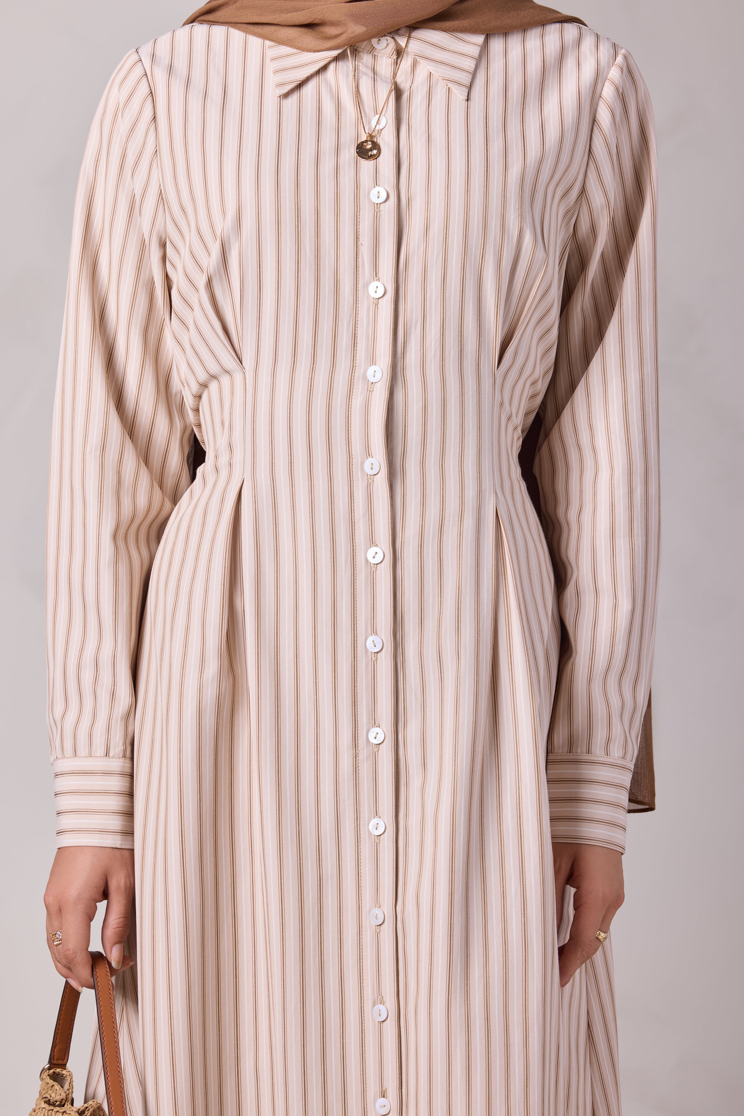 Malika Striped Cotton Everyday Dress - Sahil Sand