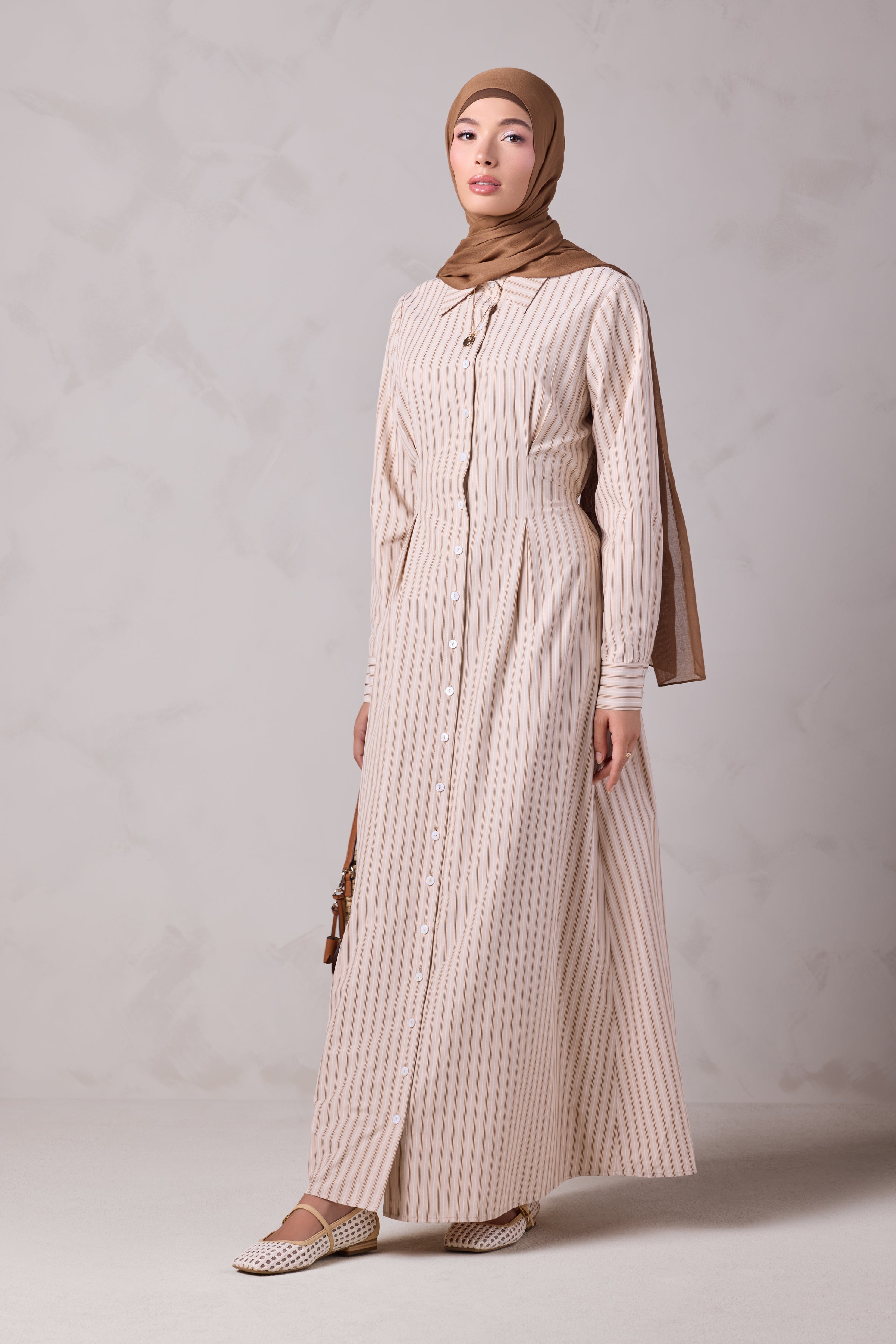 Malika Striped Cotton Everyday Dress - Sahil Sand