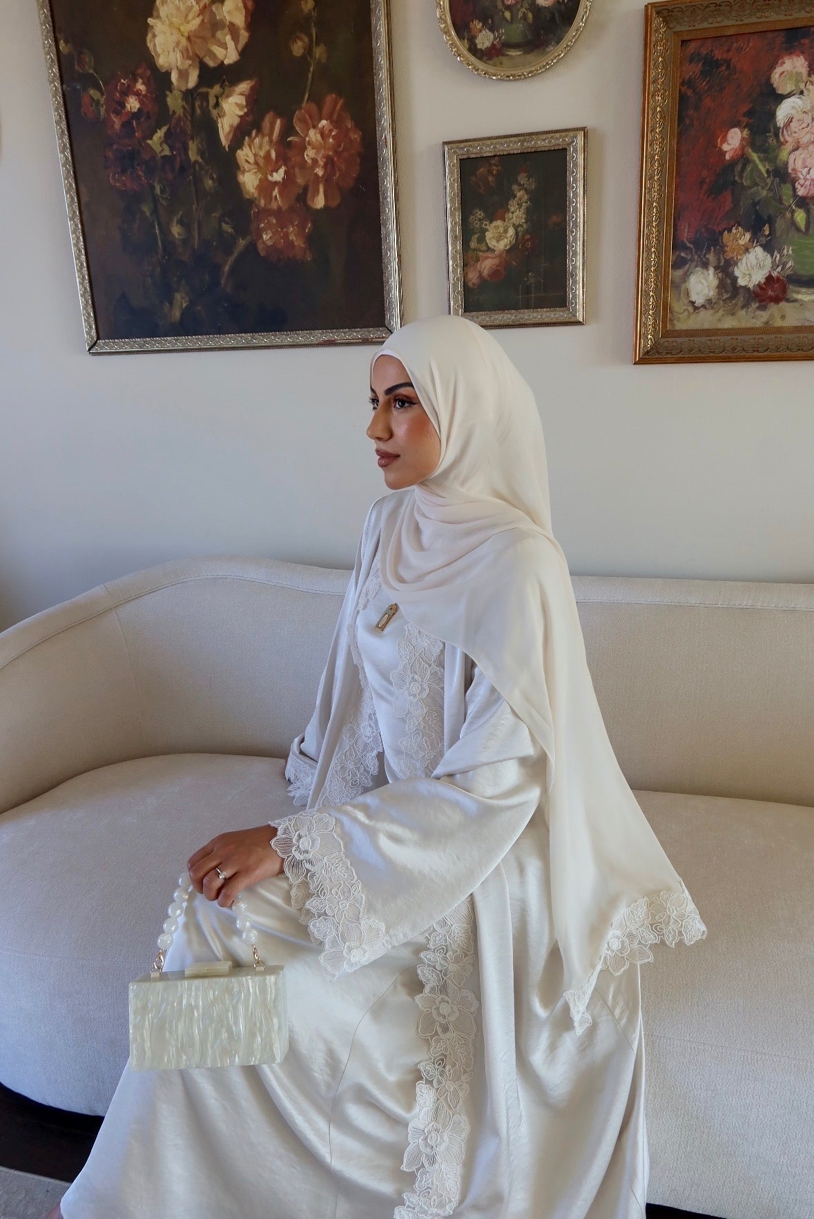 Amani Lace Trim Abaya & Hijab Set