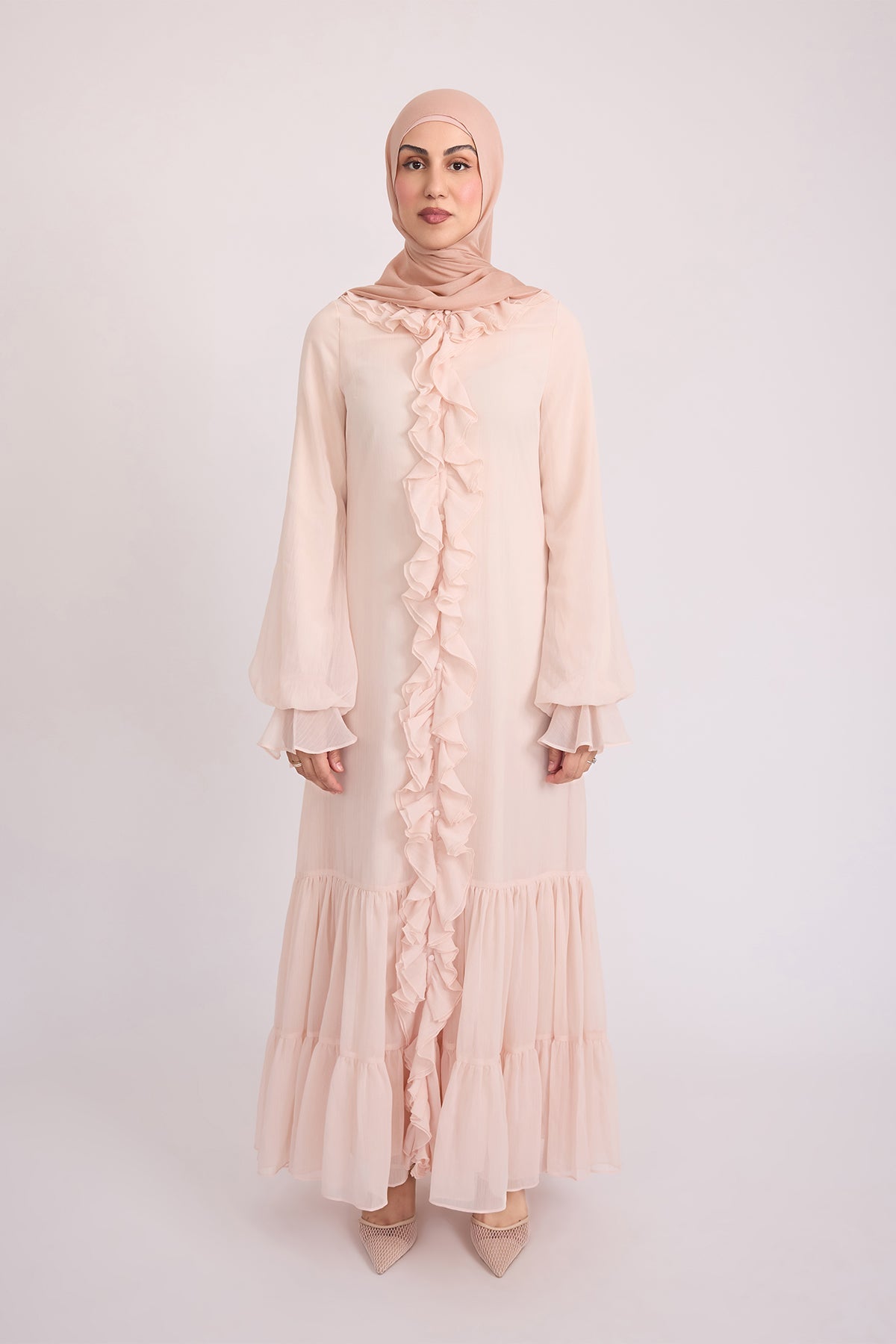 Mira Ruffle Long Sleeve Maxi Dress - Rose