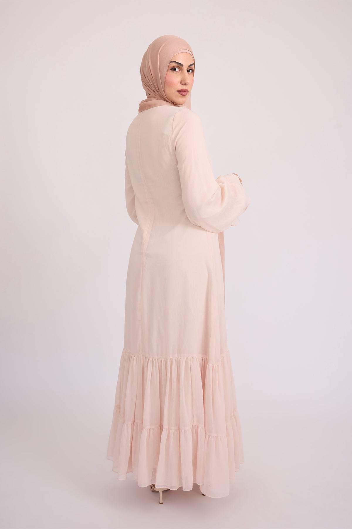 Mira Ruffle Long Sleeve Maxi Dress - Rose