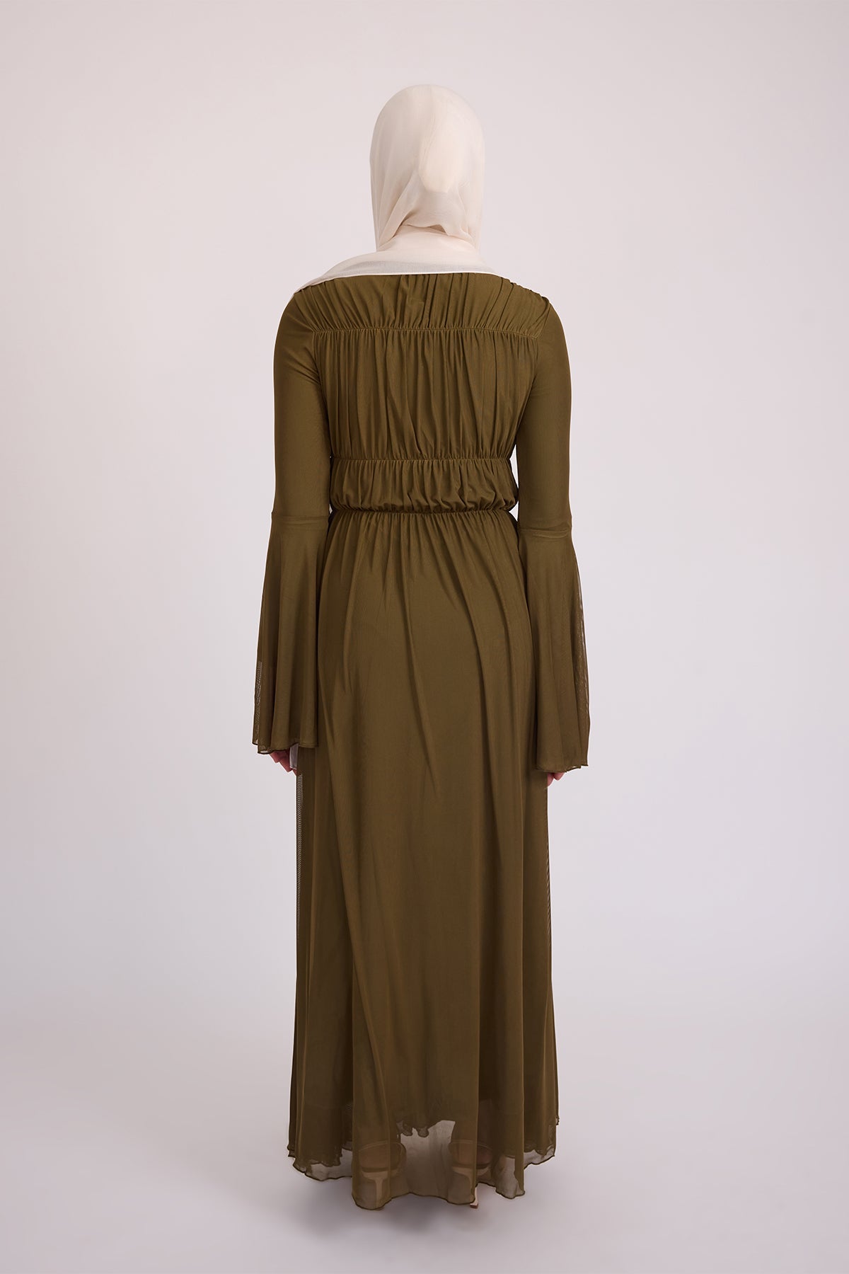 Hanadi Mesh Maxi Dress - Olive
