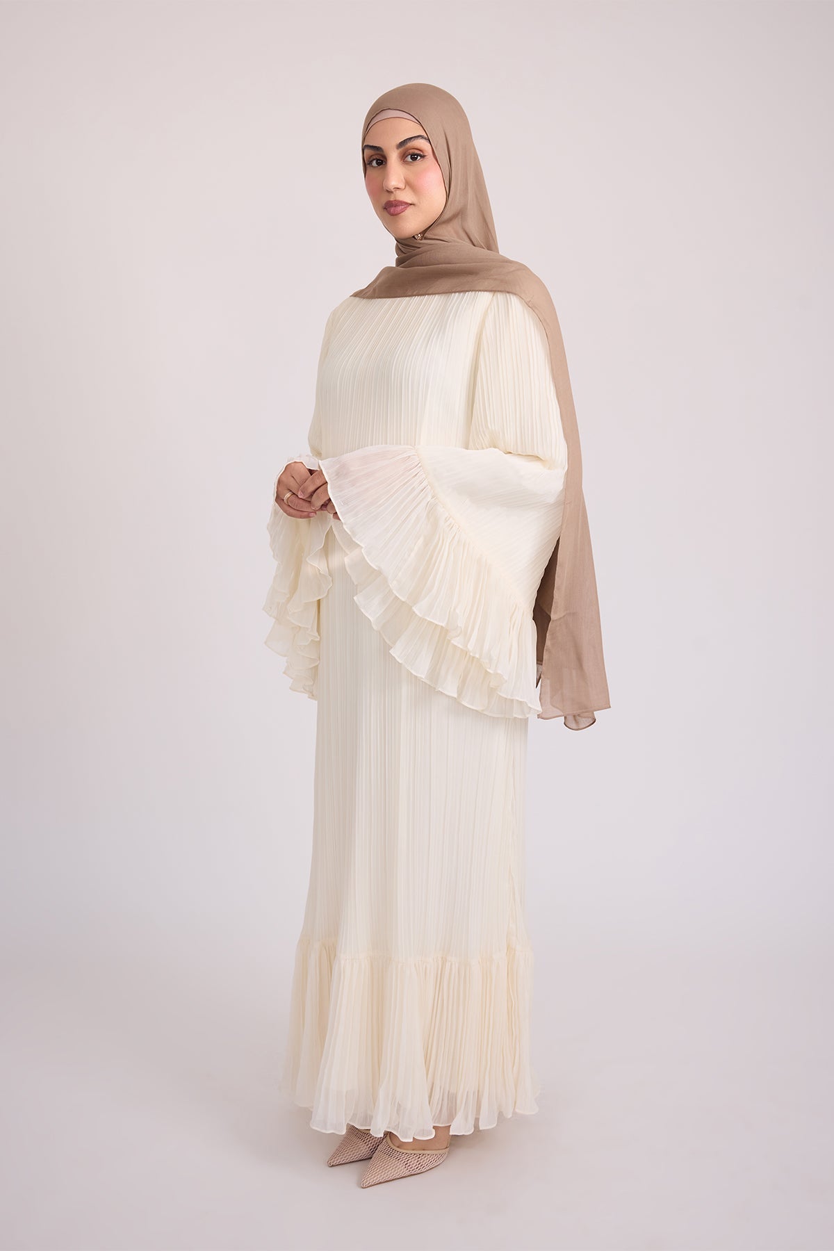 Camille Pleated Maxi Dress - Off White
