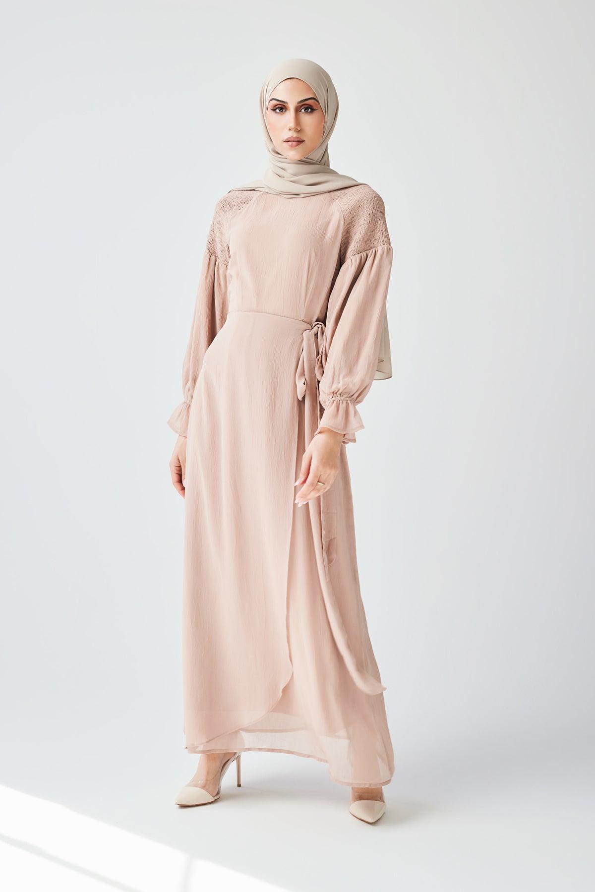 Brianna Tie Wrap Maxi Dress - Sand