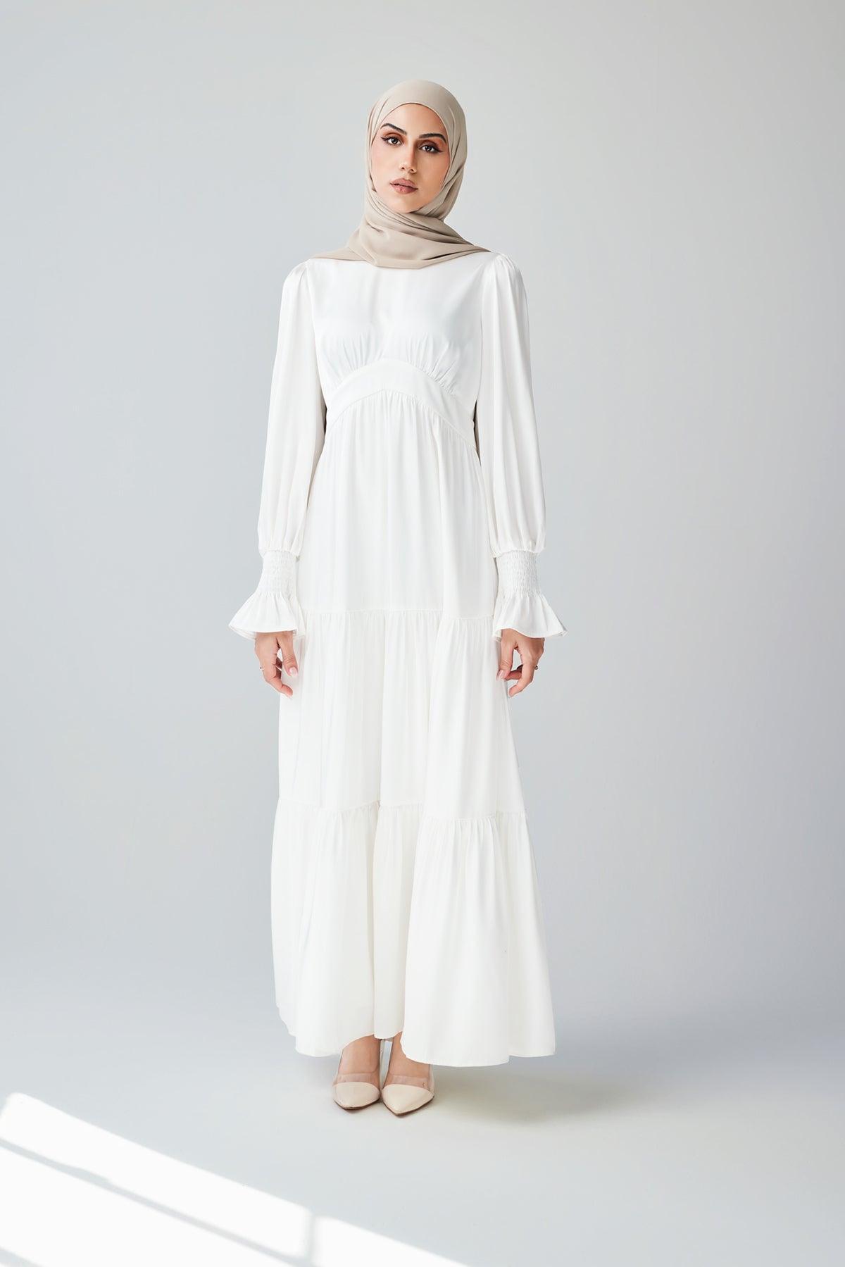 Milena Tiered Smock Maxi Dress - White