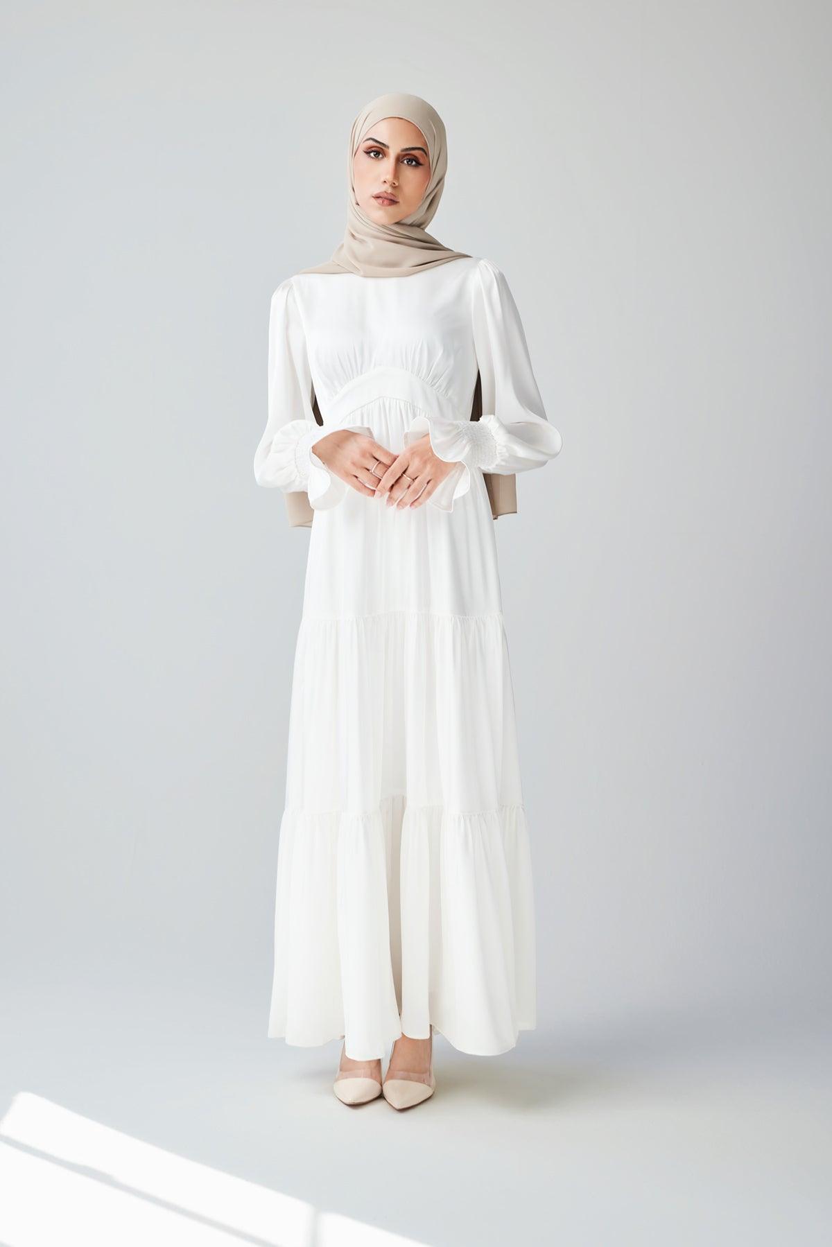 Milena Tiered Smock Maxi Dress - White