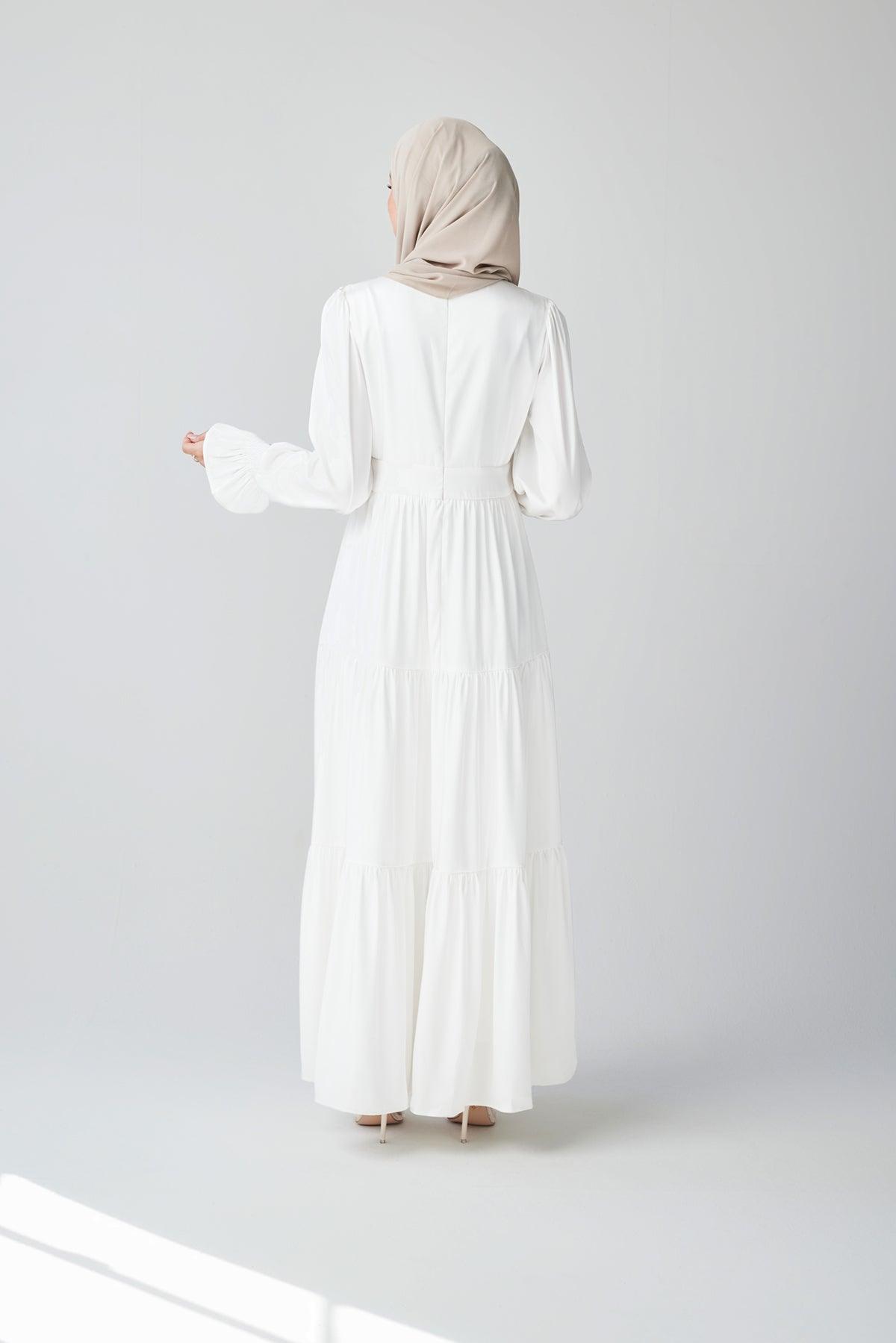 Milena Tiered Smock Maxi Dress - White