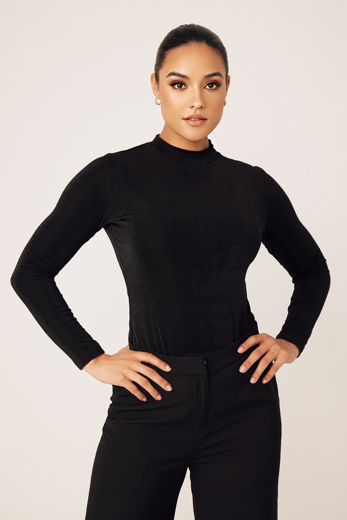 Camile Long Sleeve Body Shirt- Black - Zahraa The Label