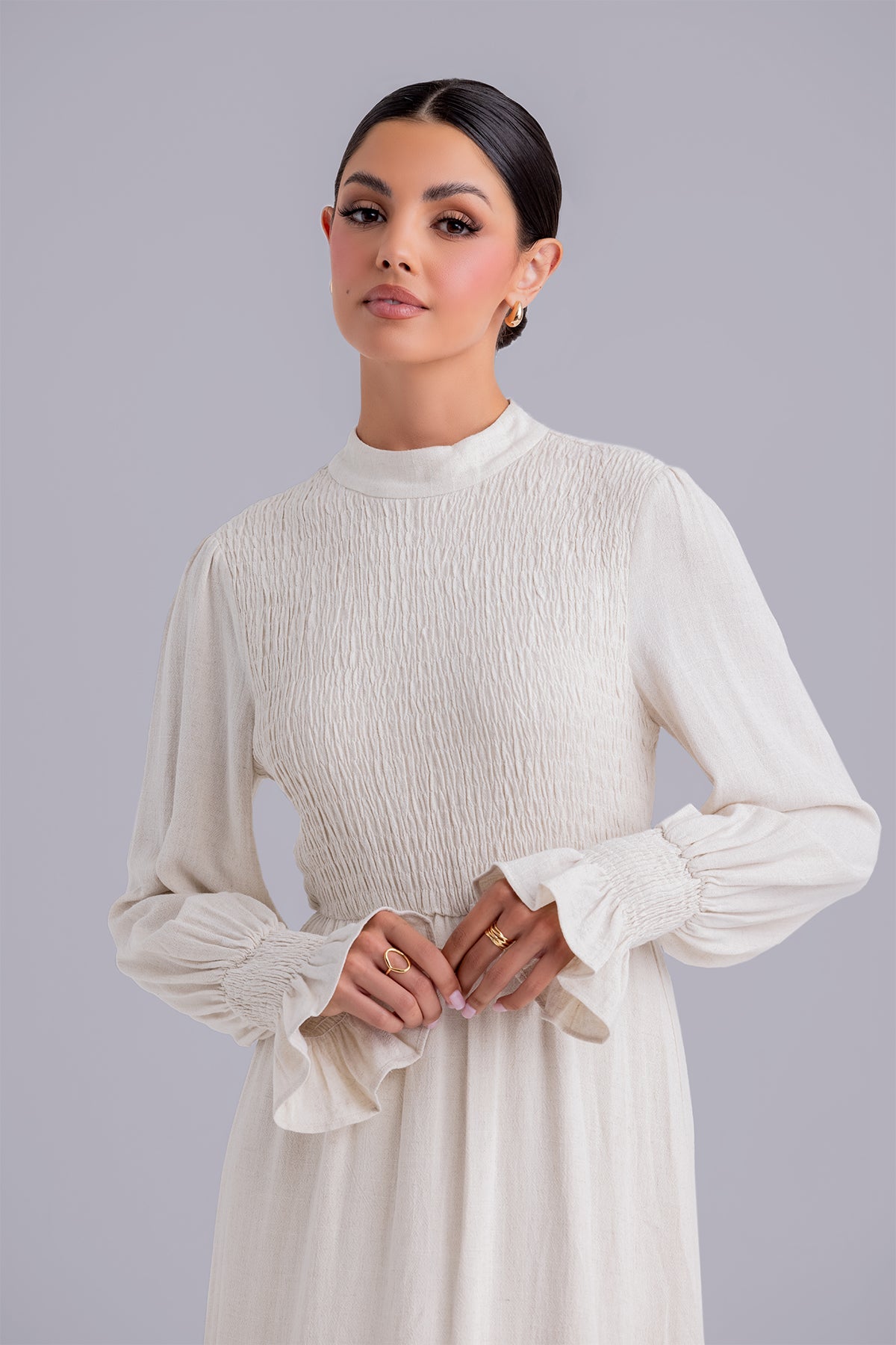 Serena Linen Maxi Dress - Natural Beige