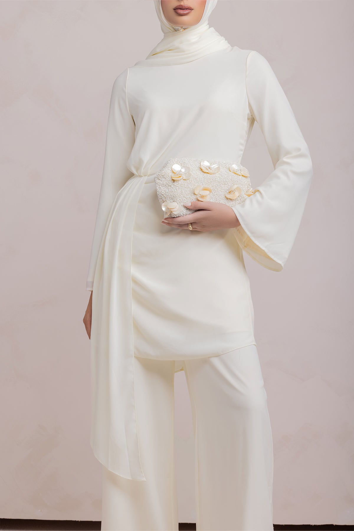 Nada Asymmetrical Tunic & Pant Set - Off White - 11