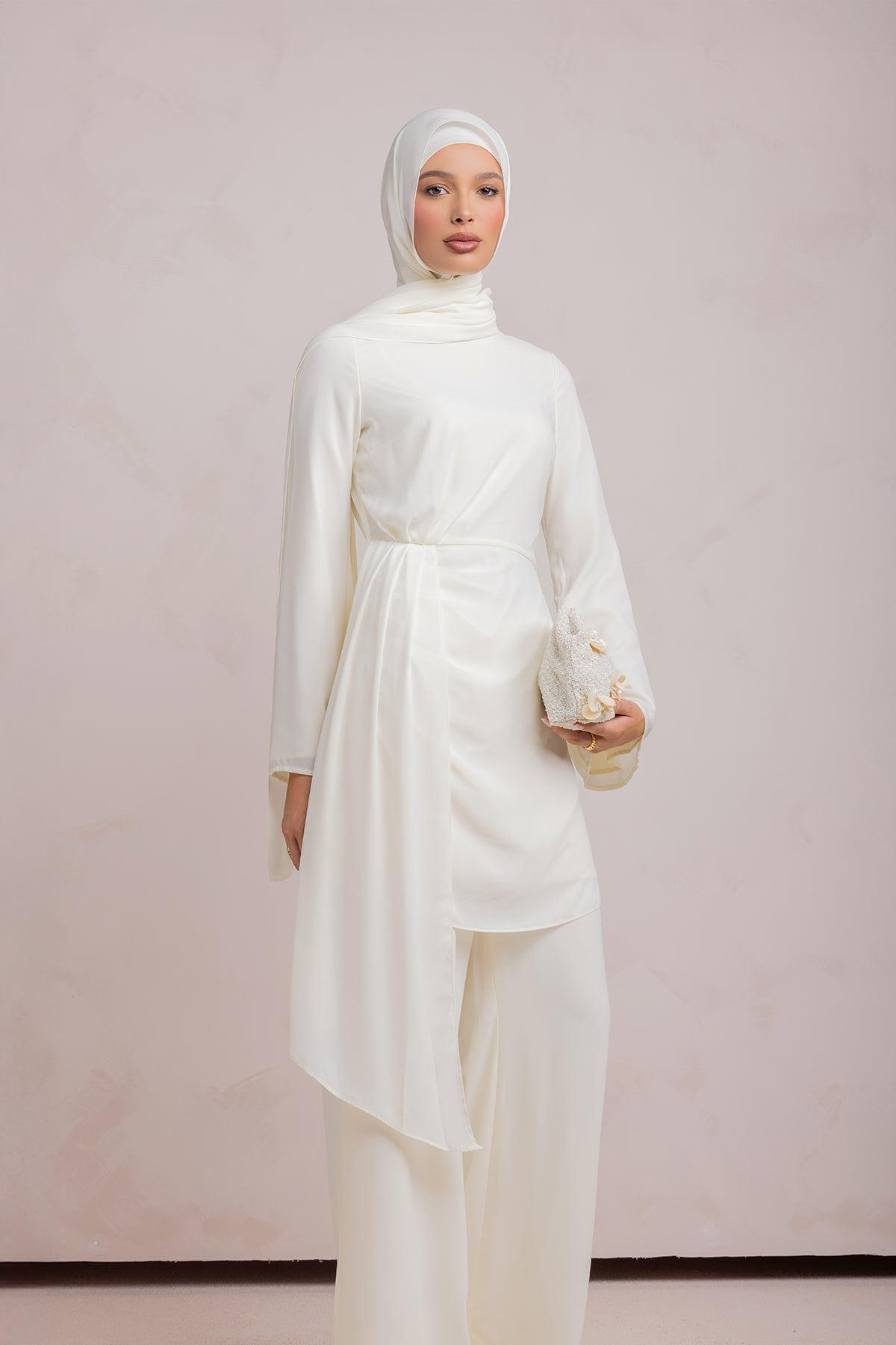 Nada Asymmetrical Tunic & Pant Set - Off White