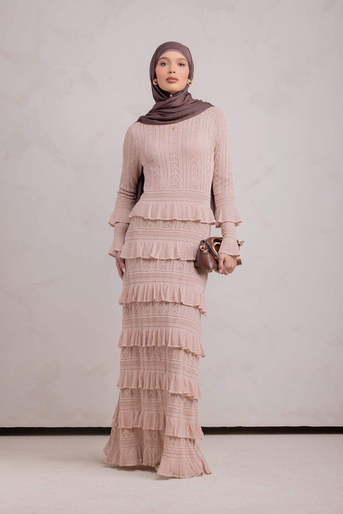 Zayna Knit Ruffle Maxi Dress- Sparkle Sea