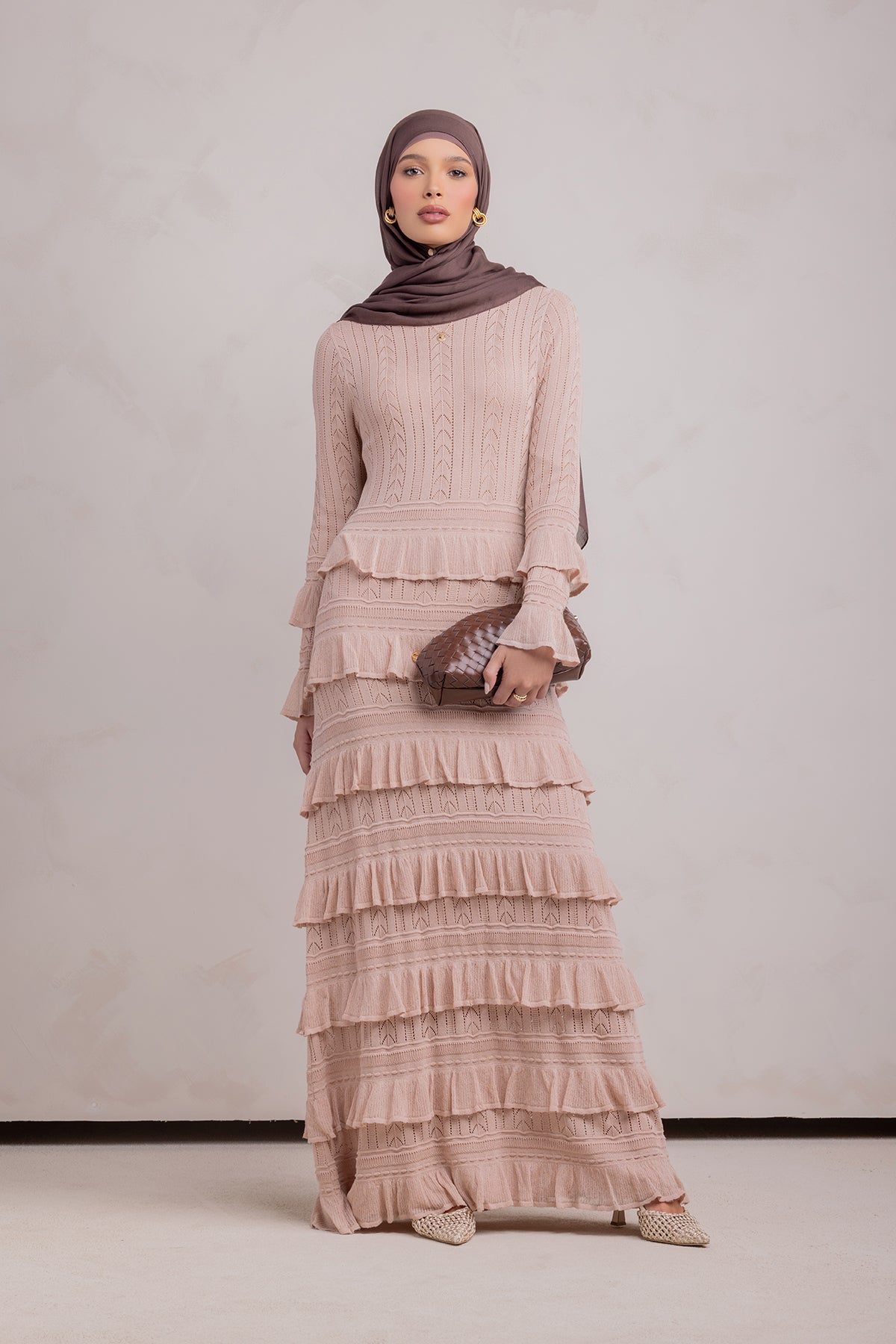 Zayna Knit Ruffle Maxi Dress- Sparkle Sea