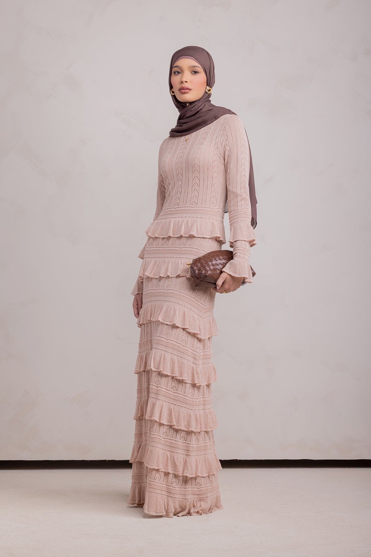 Zayna Knit Ruffle Maxi Dress- Sparkle Sea