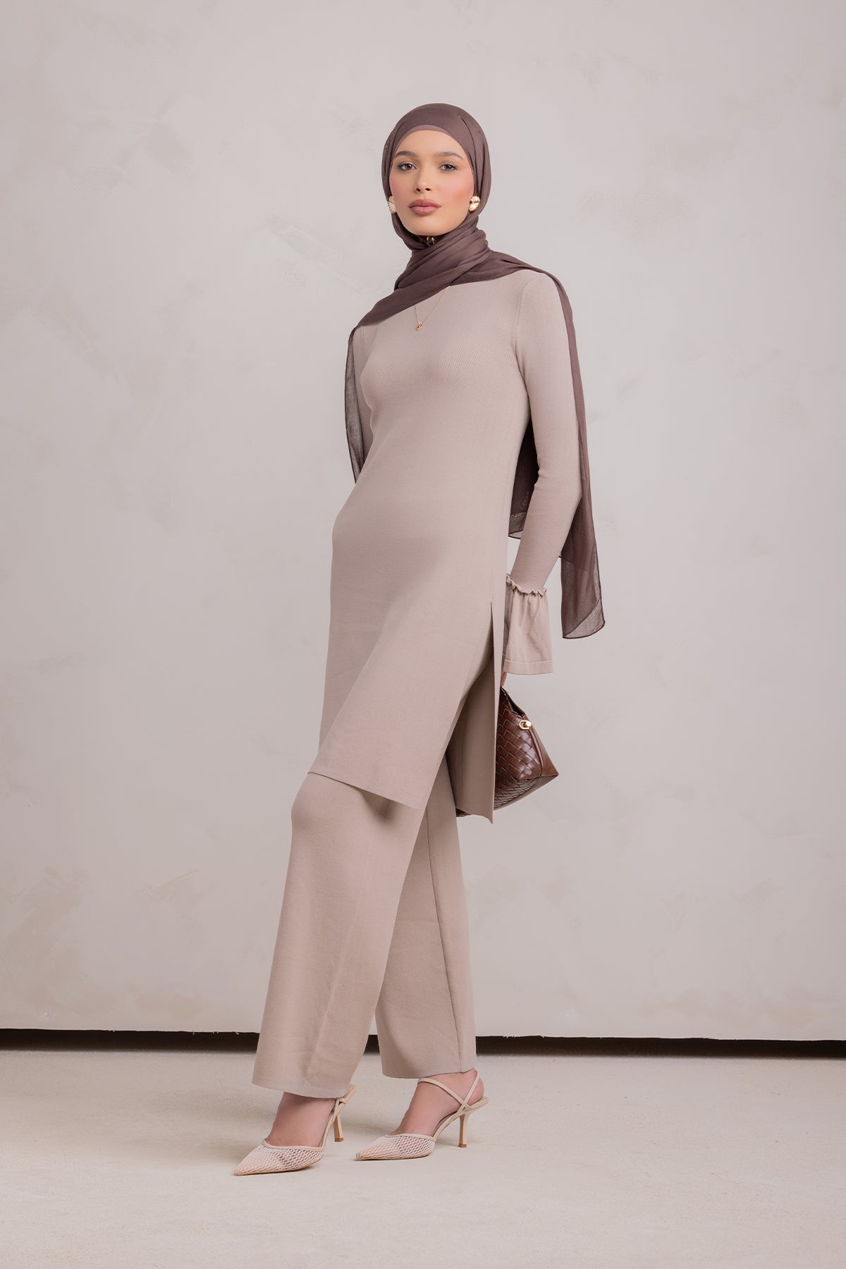 Yusra Knit Pant- Taupe