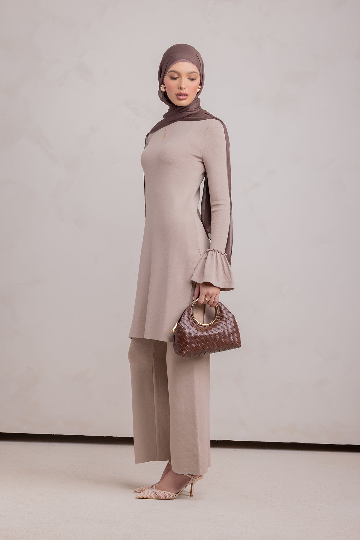 Yusra Knit Pant- Taupe