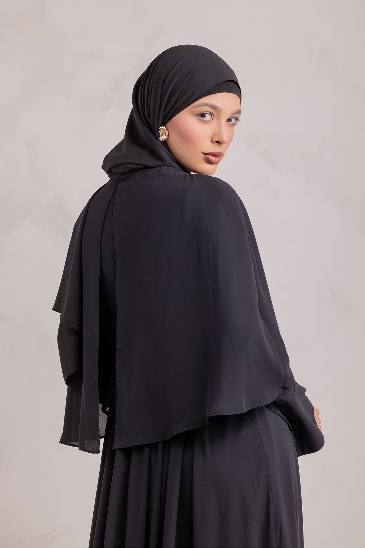 Fayruz Cape Maxi Dress - Black