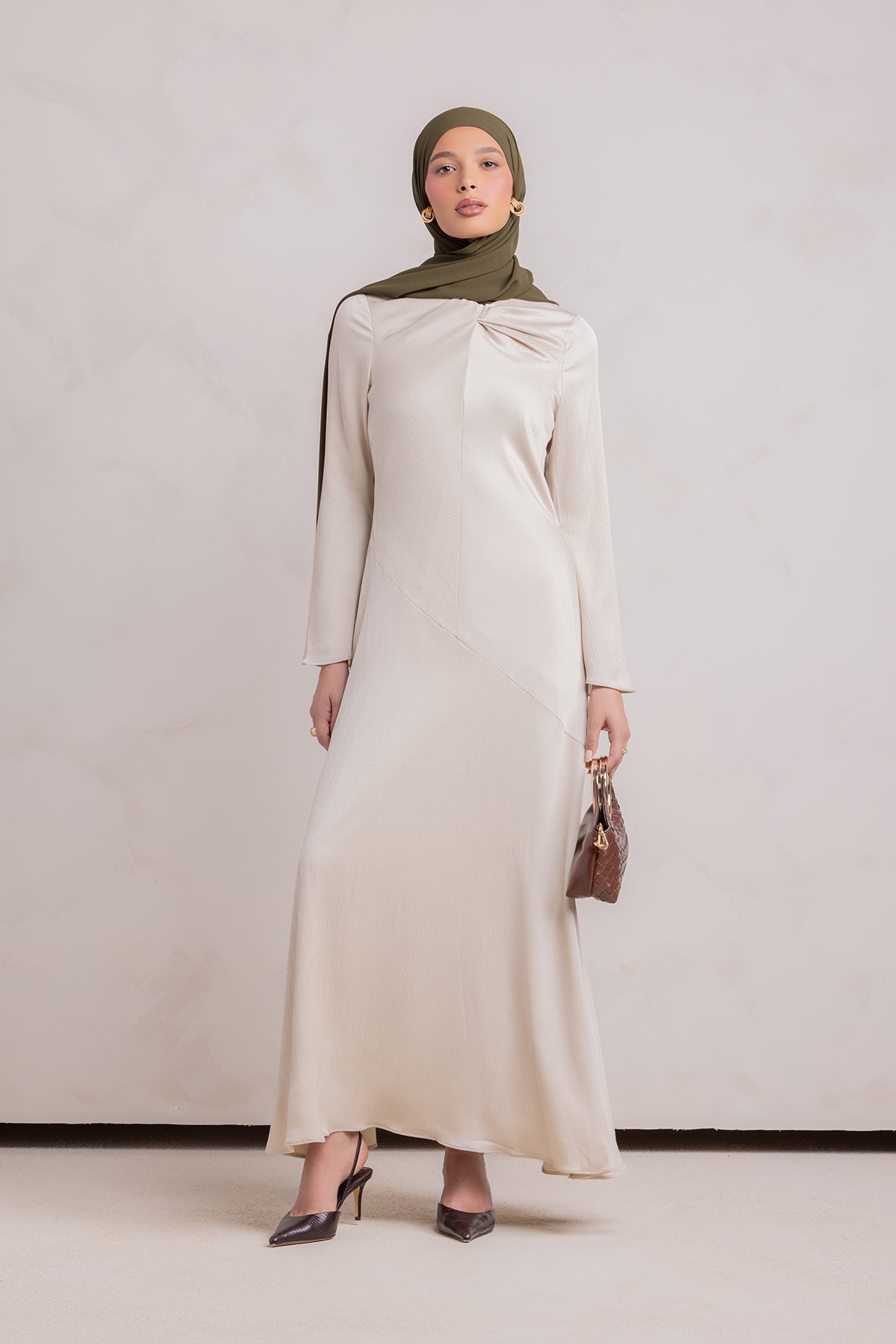 Irva Long Sleeve Maxi Dress-Sandstone - 2