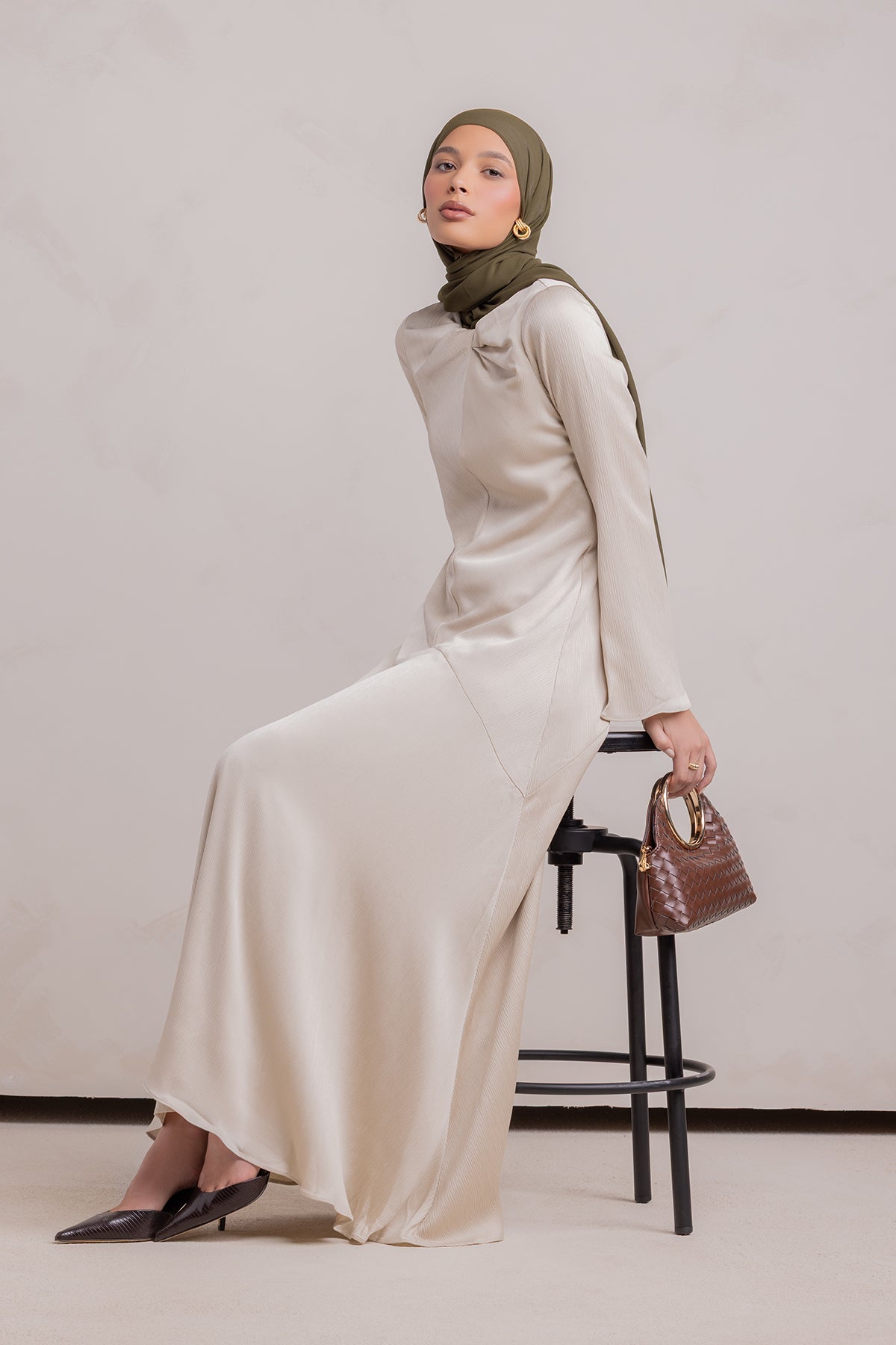 Irva Long Sleeve Maxi Dress-Sandstone - 11