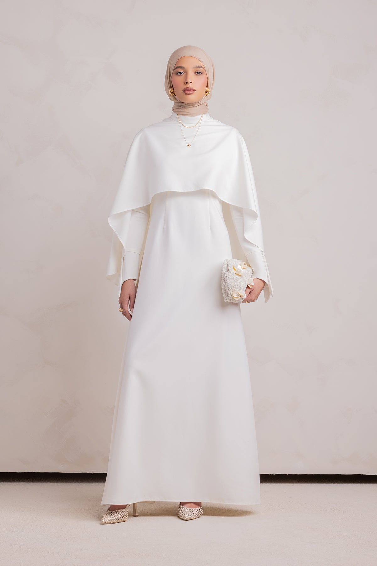 Ari Cape Maxi Gown - Off White