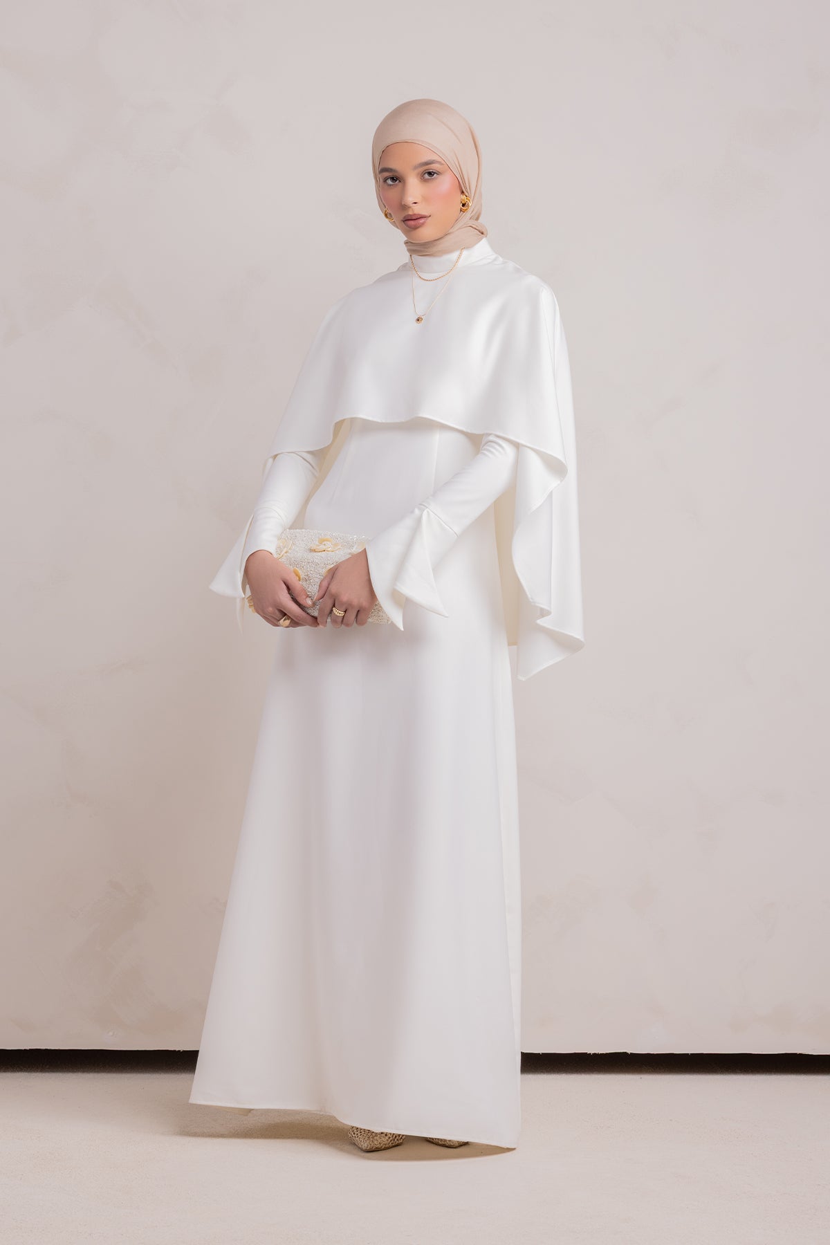Ari Cape Maxi Gown - Off White