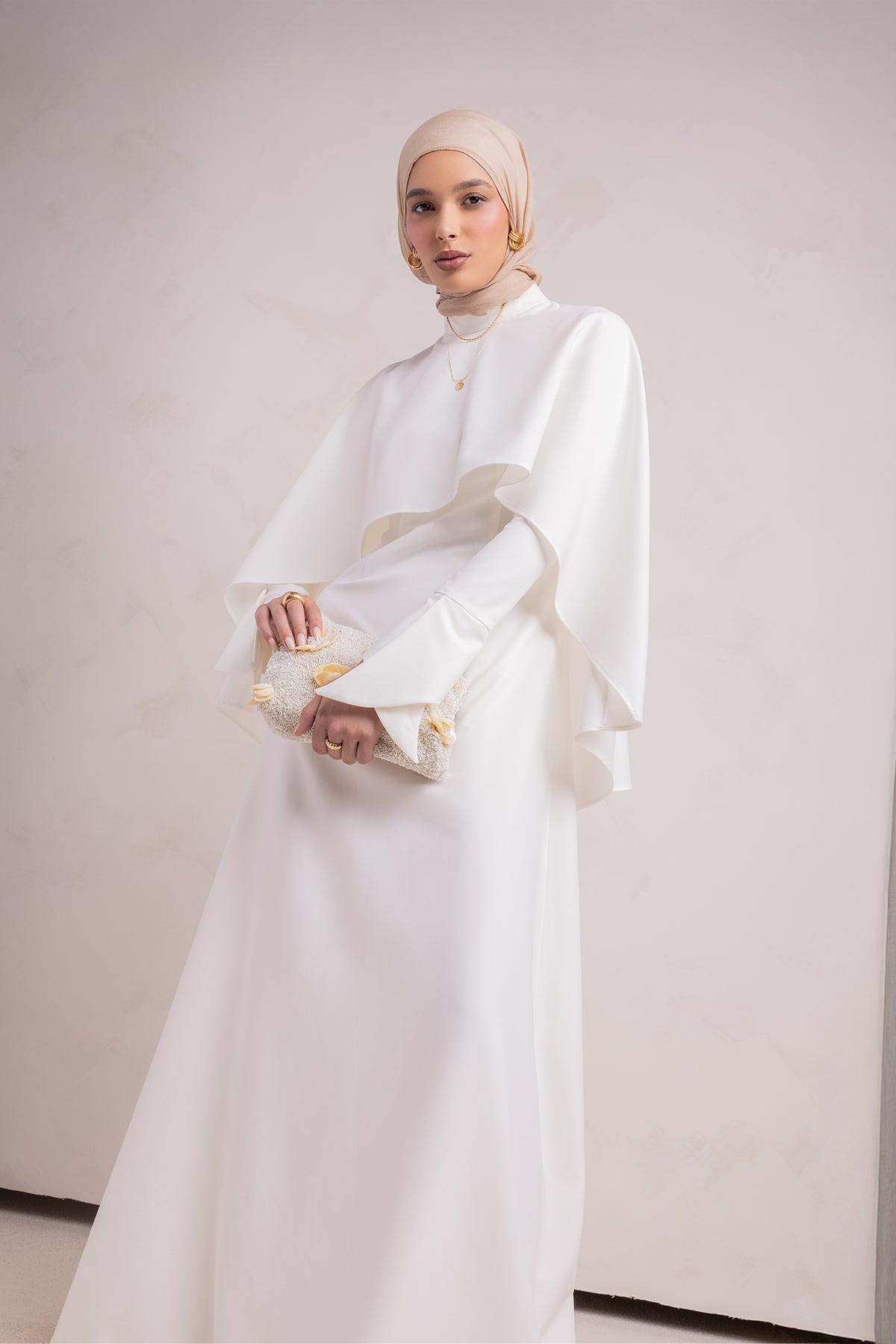 Ari Cape Maxi Gown - Off White